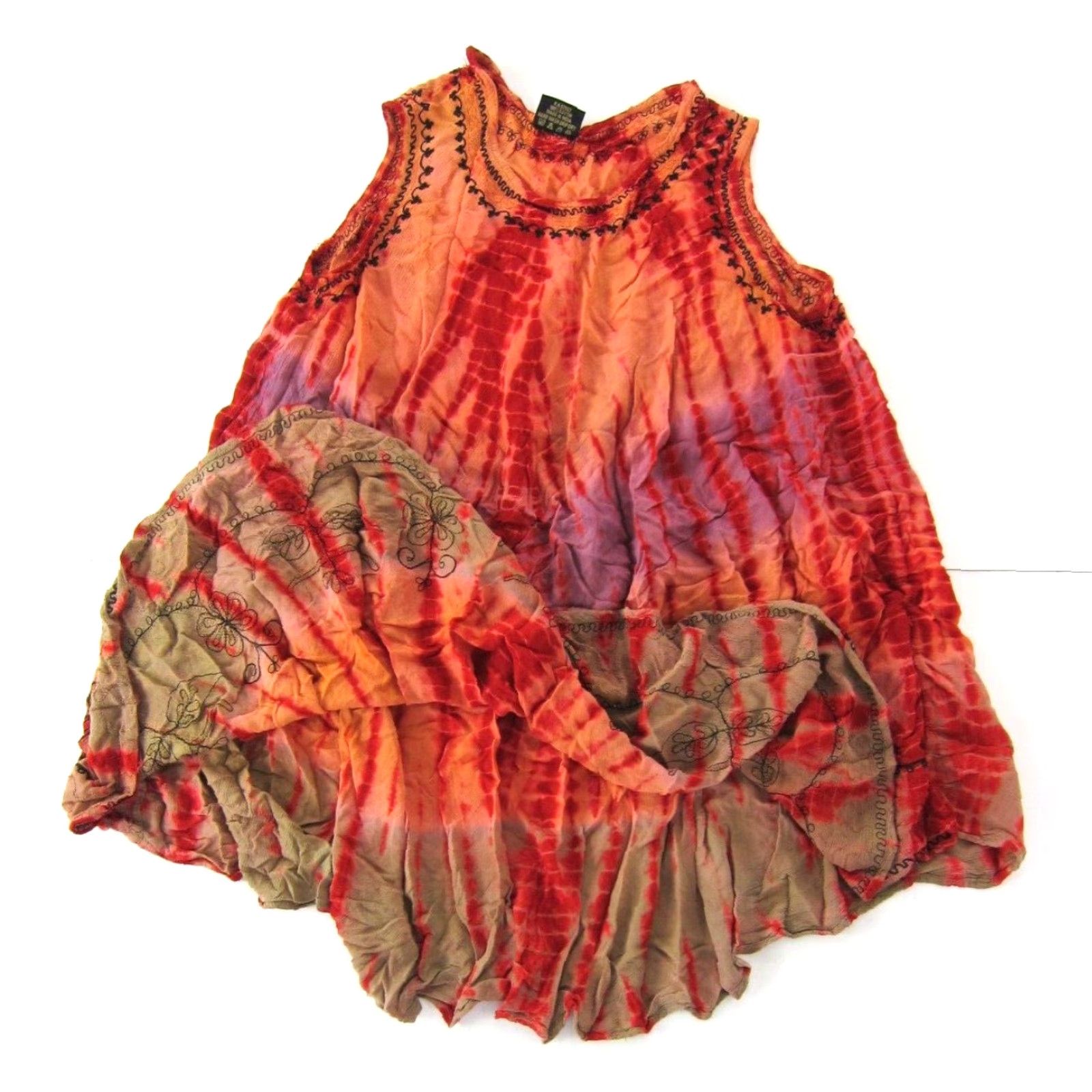 Vintage VINTAGE Sacred Threads Rayon Orange Purple Tie Dye Hippie Tank Sun Dress M-L Size M / US 6-8 / IT 42-44 - 3 Thumbnail