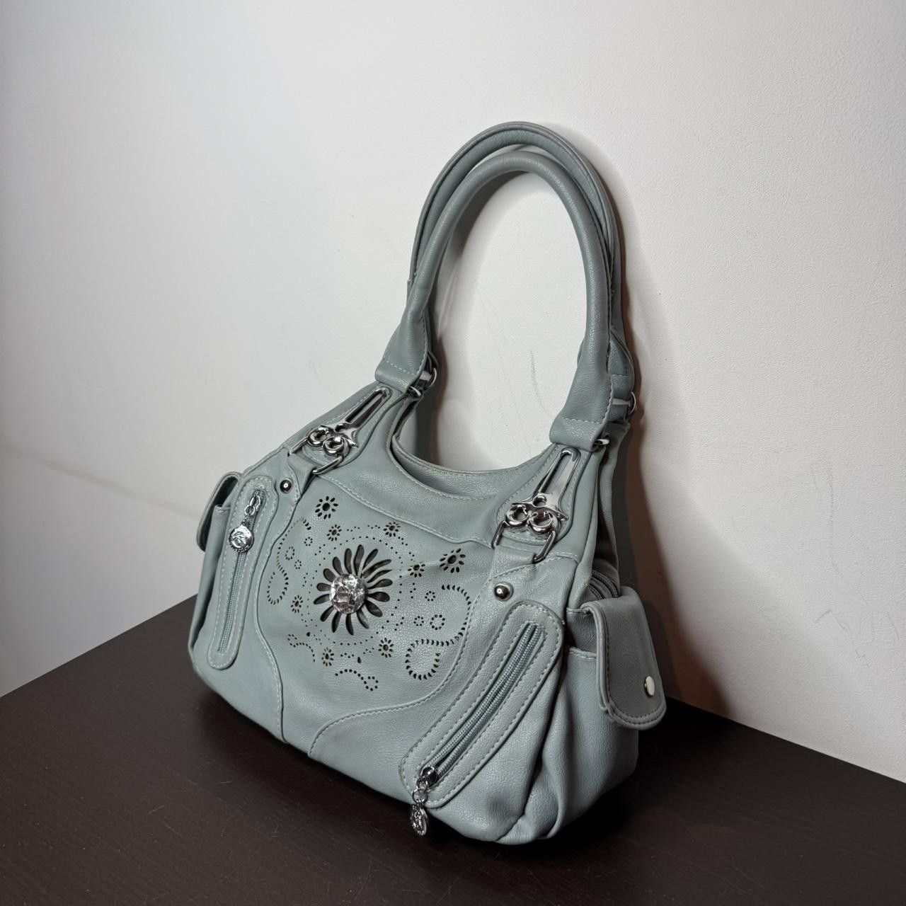 Vintage Vintage Real Leather Bag 2000s y2k Turquoise Womans Size ONE SIZE - 2 Thumbnail