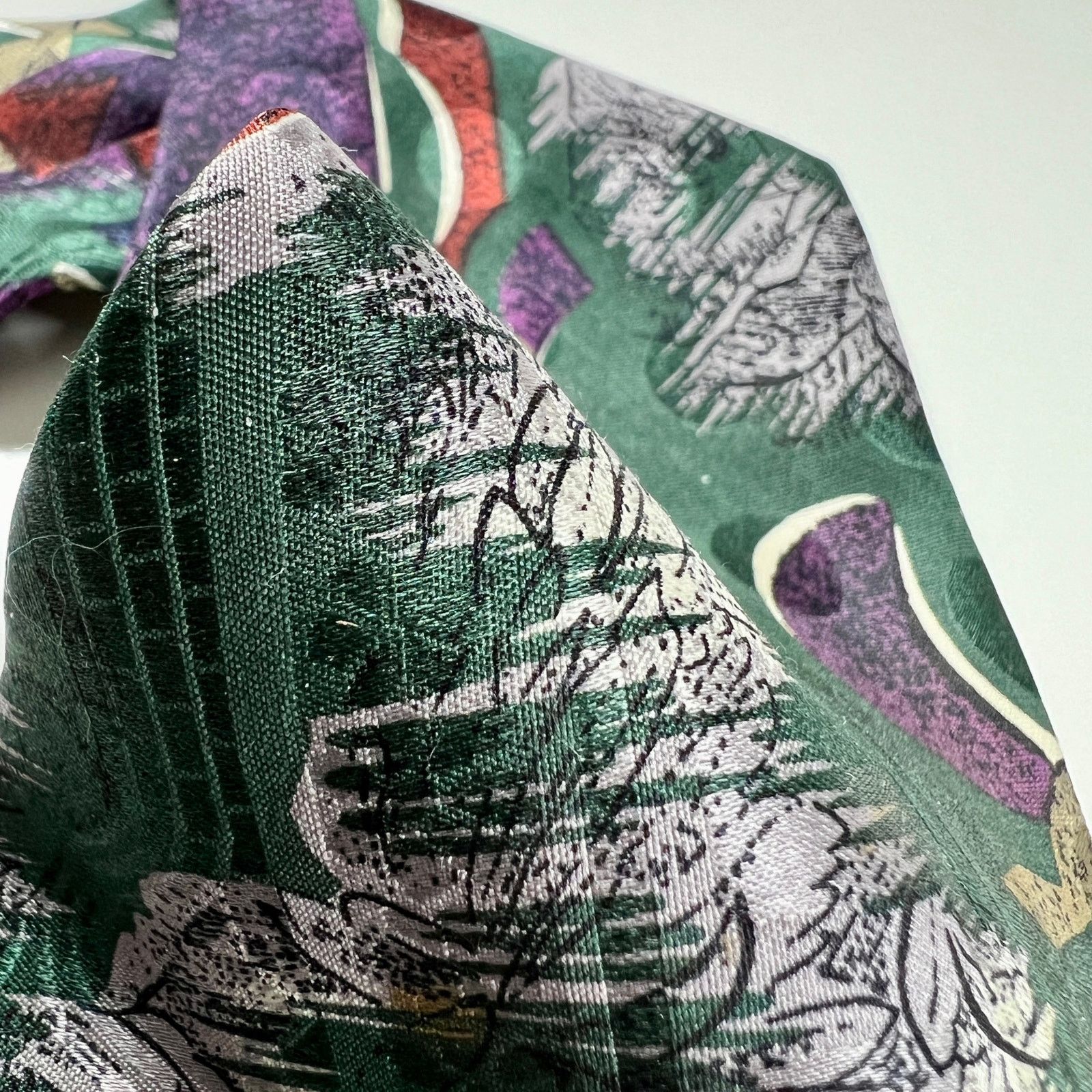 Christian Dior Monsieur Christian Dior Monsieur Tie Green Purple 100% Silk Necktie Size ONE SIZE - 5 Thumbnail