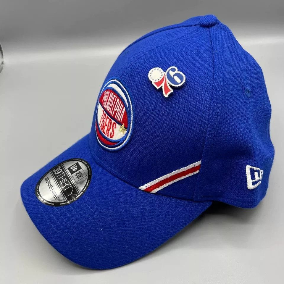 New Era Philadelphia 76ers Hat Men M-L Stretch Fitted Cap with Pin Size ONE SIZE - 2 Thumbnail
