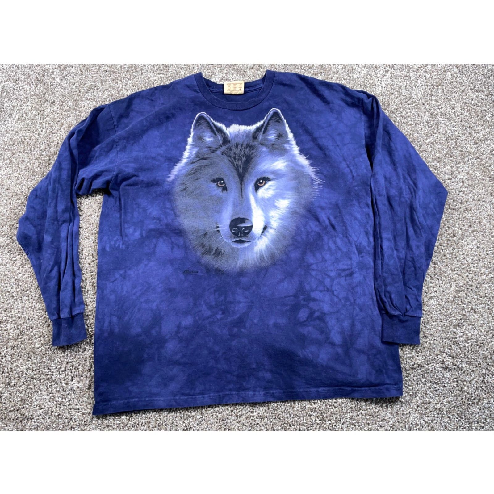 The Mountain VTG The Mountain Wolf Face Print Long Sleeve T-Shirt Dark Blue Tie Dye XL Men’s Adult Crew Neck 100% Cotton Jersey Graphic Print Vintage Size US XL / EU 56 / 4 - 2 Thumbnail