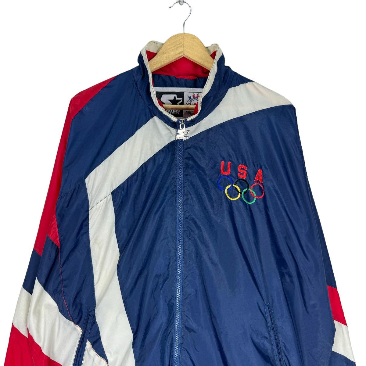 Starter × USA Olympics × Vintage ☀️90s STARTER USA OLYMPIC TEAM LIGHT ZIPPER JACKET Size US L / EU 52-54 / 3 - 4 Thumbnail