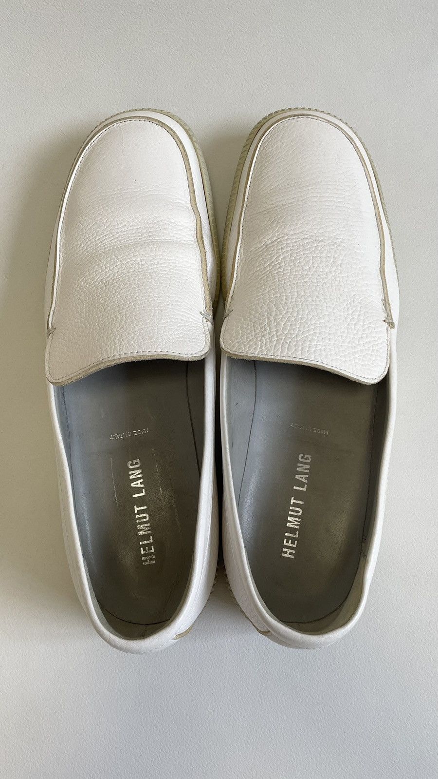 Helmut Lang OG Square Toe White Leather Loafers Size US 11 / EU 44 - 10 Thumbnail