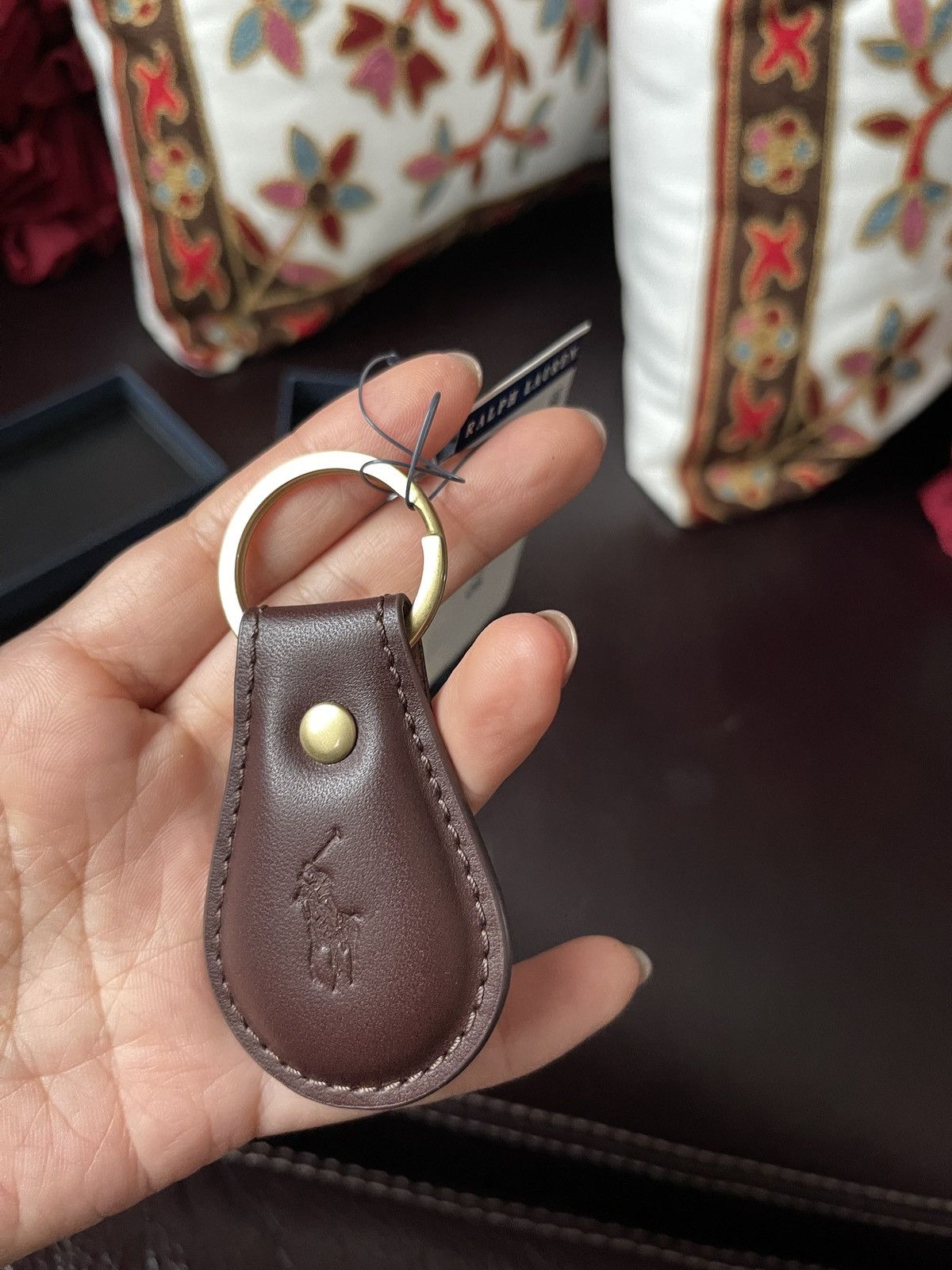 Polo Ralph Lauren Ralph Lauren Polo Keychain Key Ring Fob Brown Embossed Box Size ONE SIZE - 4 Thumbnail