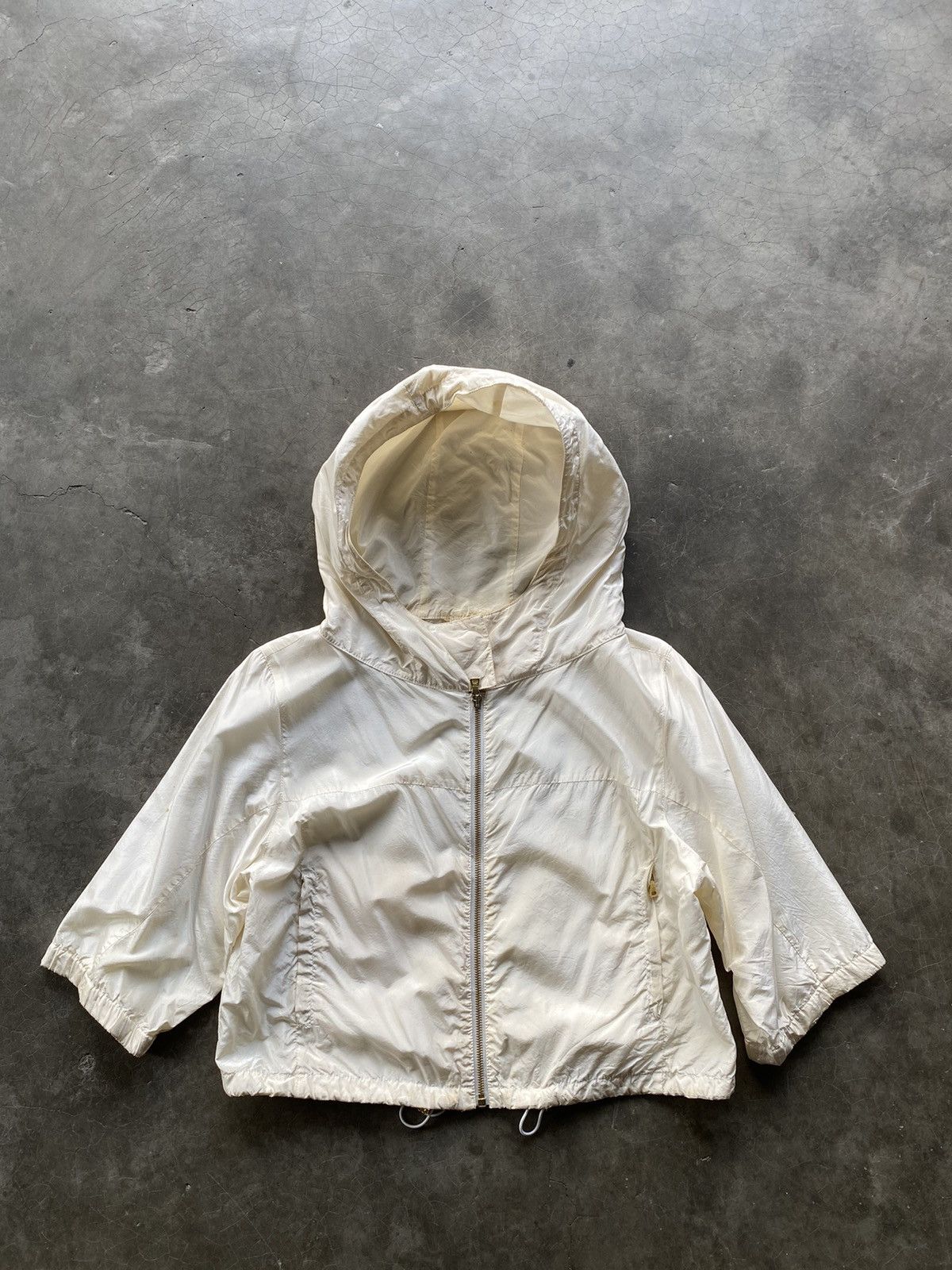 Prada Prada Ivory Silk Blend Bomber Jacket Hoodie Gold Tone Size XS / US 0-2 / IT 36-38 - 1 Thumbnail