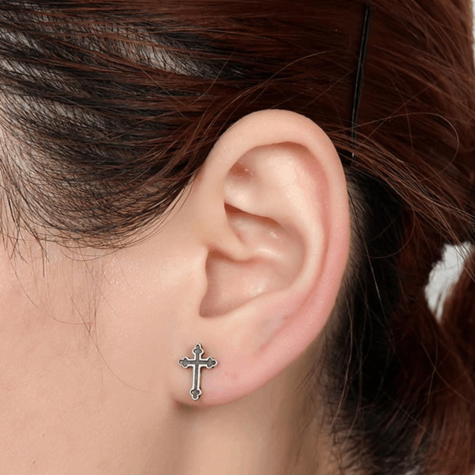 Other Black Cross Stud Earrings Size ONE SIZE - 2 Thumbnail