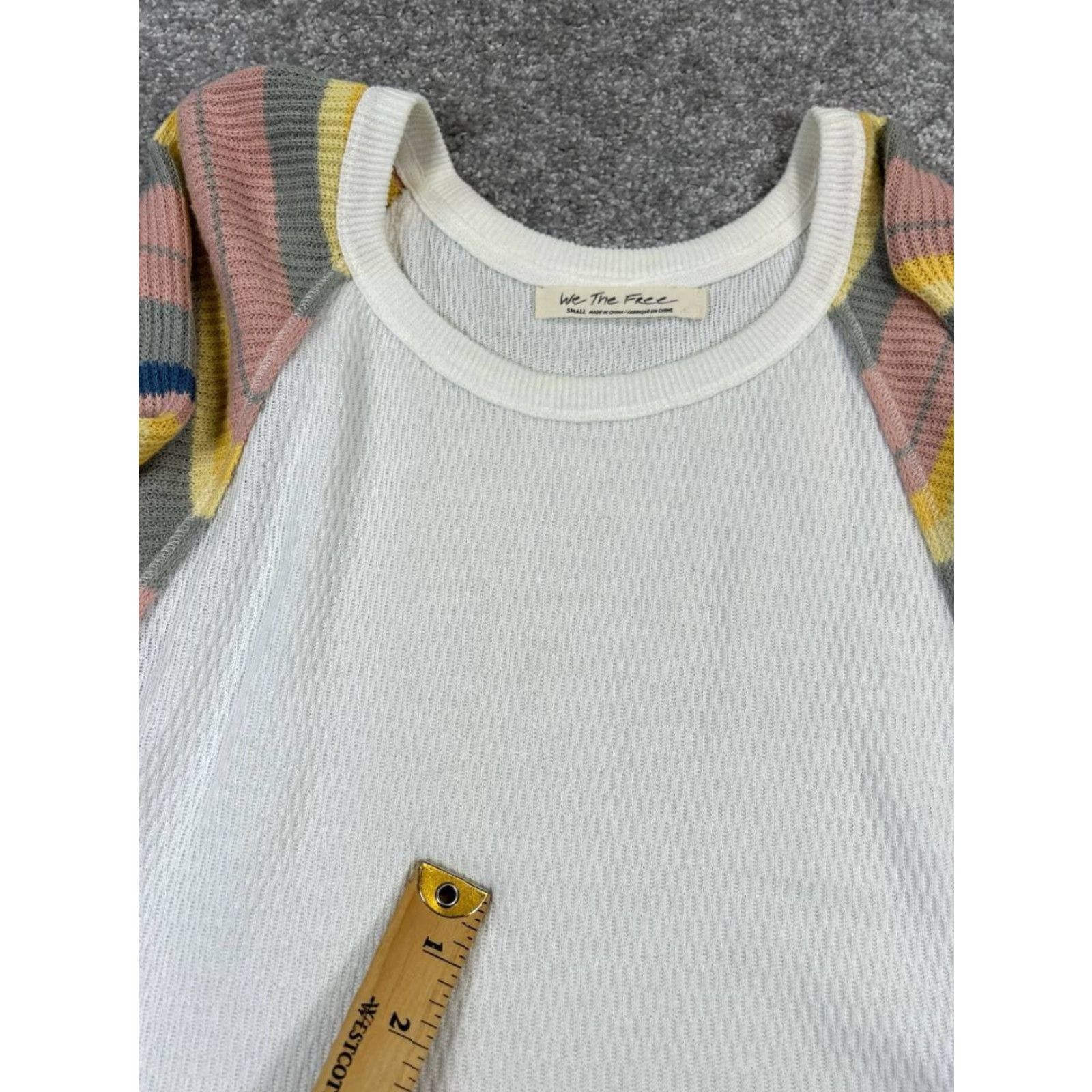 Free People Free People Sweater Shirt Womens S White Pink Yellow Blue Cotton Knit Pullover Casual Knit Sweatshirt 90s Womens? Size S / US 4 / IT 40 - 6 Thumbnail