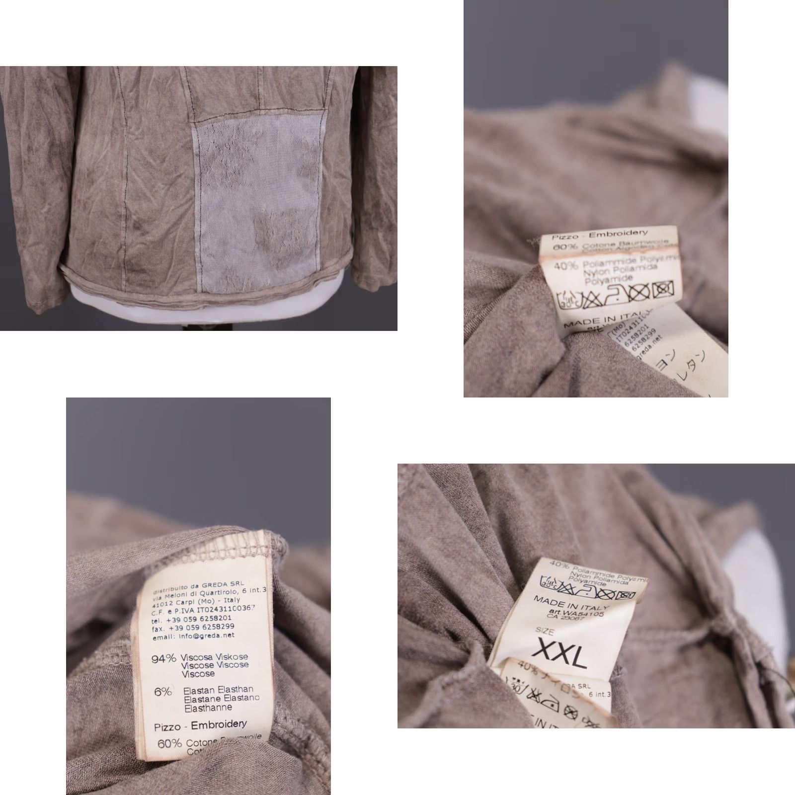 Vintage Elisa Cavaletti Blu Sono Italiano Brown Lagenlook Long Sleeve Tunic Shirt XXL Brown, White Embroidered Tunic Shirt Size XXL / US 16-18 / IT 52-54 - 10 Thumbnail