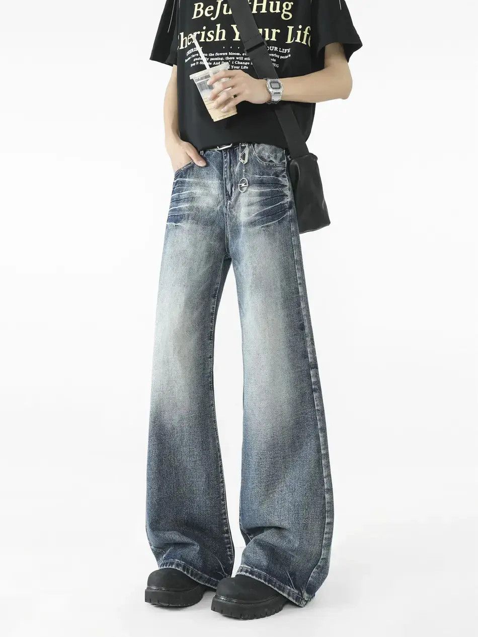 Japanese Brand Retro loose straight leg cat whisker jeans Size US 32 / EU 48 - 1 Thumbnail