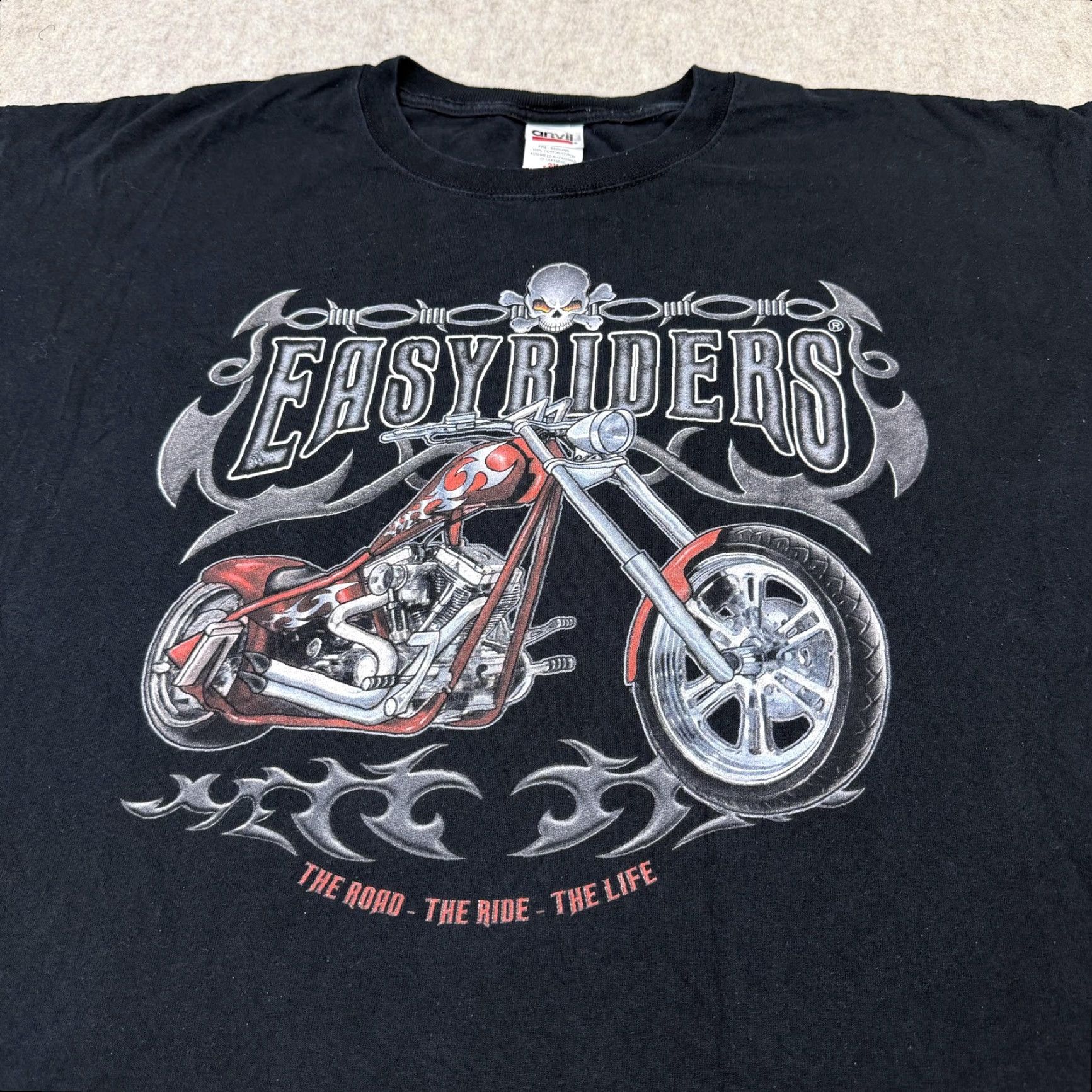 Anvil Easyriders Shirt Mens 3XL Black Motorcycle Biker Skull Graphic Tee Anvil Size US XXL / EU 58 / 5 - 2 Thumbnail