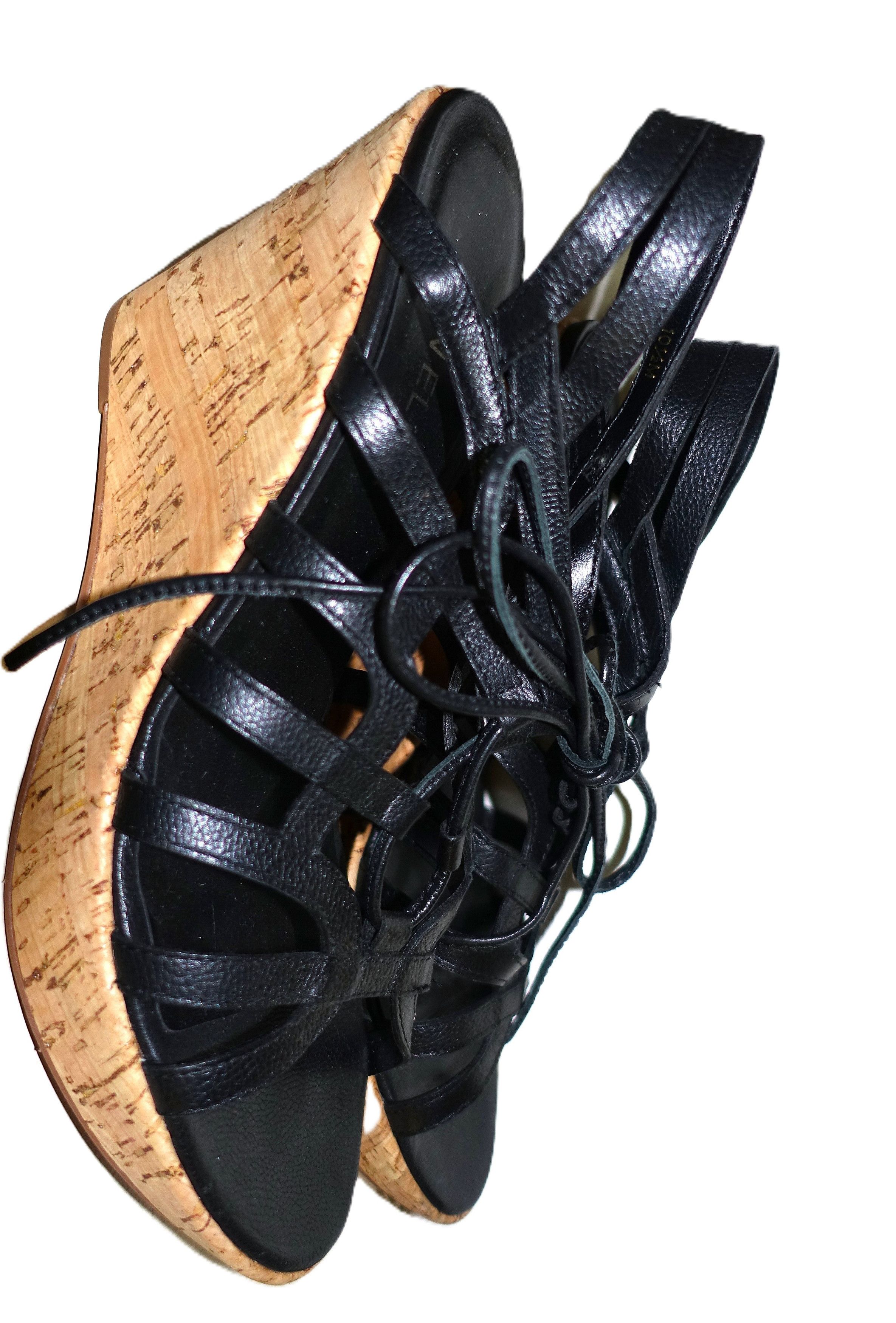 VANELI Vaneli Black Tie Up Cork Wedge Sandals 10.5 Size US 10.5 / IT 40.5 - 9 Thumbnail