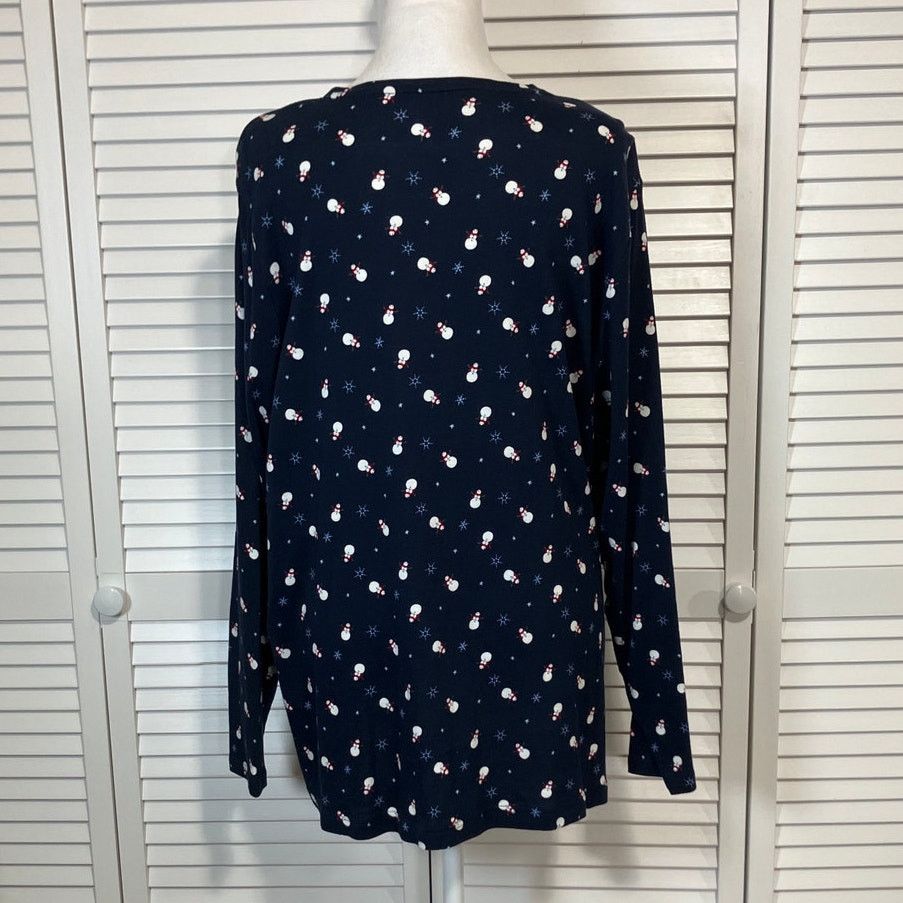 Croft & Barrow Croft & Barrow Blue Snowflakes Snowman Long Sleeve Women 2X Size XXL / US 16-18 / IT 52-54 - 2 Thumbnail