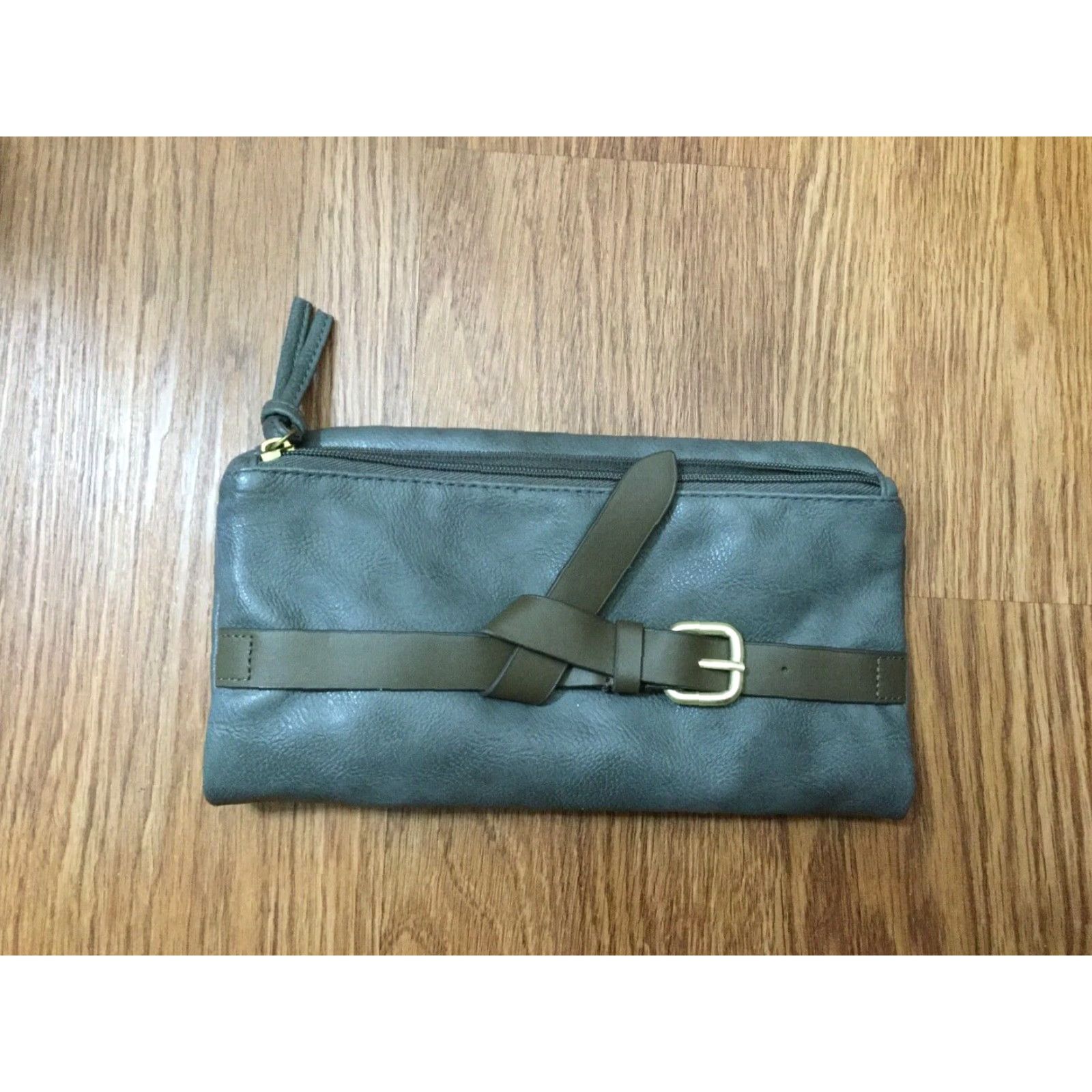 Old Navy Old Navy Clutch Purse Small Gray Synthetic Leather Zipper Snap Women Size ONE SIZE - 2 Thumbnail