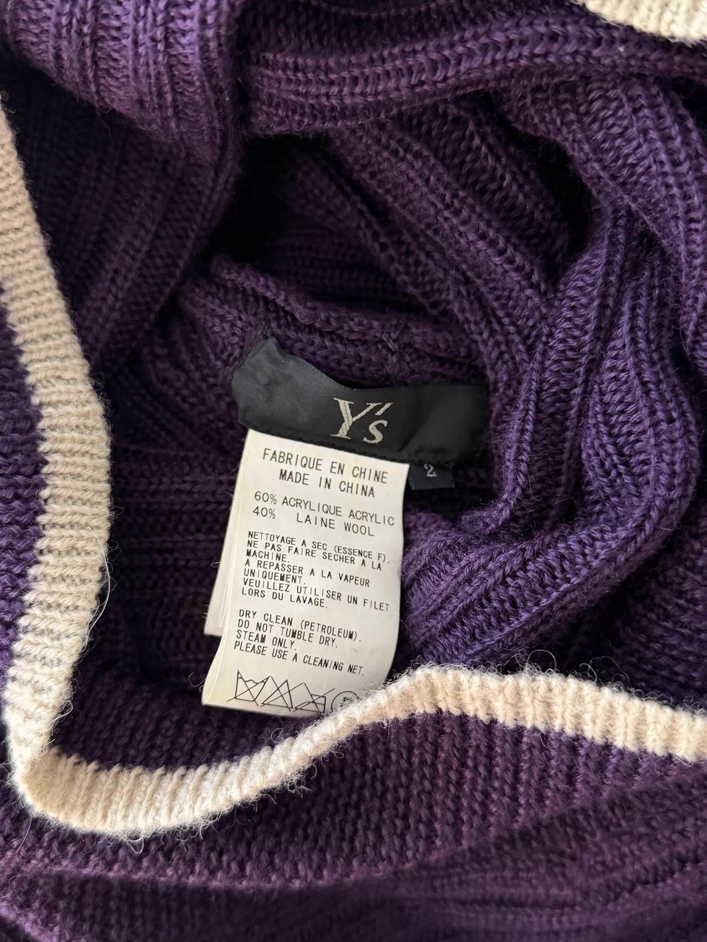 Y's Y's Grape Purple Stacked Neck/Cuff Knit Sweater Size 2 Size XS / US 0-2 / IT 36-38 - 7 Thumbnail