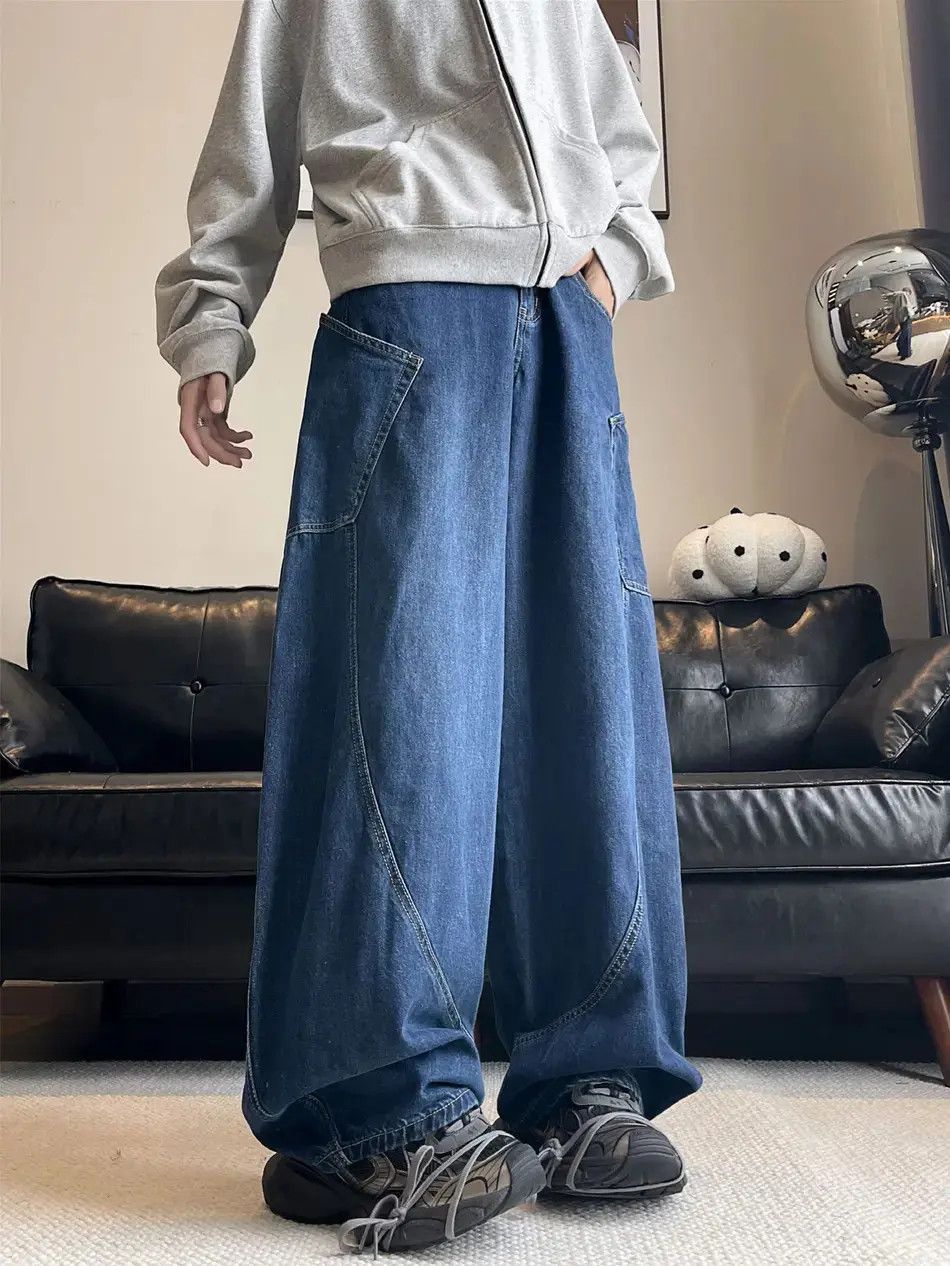 Japanese Brand Retro loose straight leg casual jeans Size US 32 / EU 48 - 2 Thumbnail