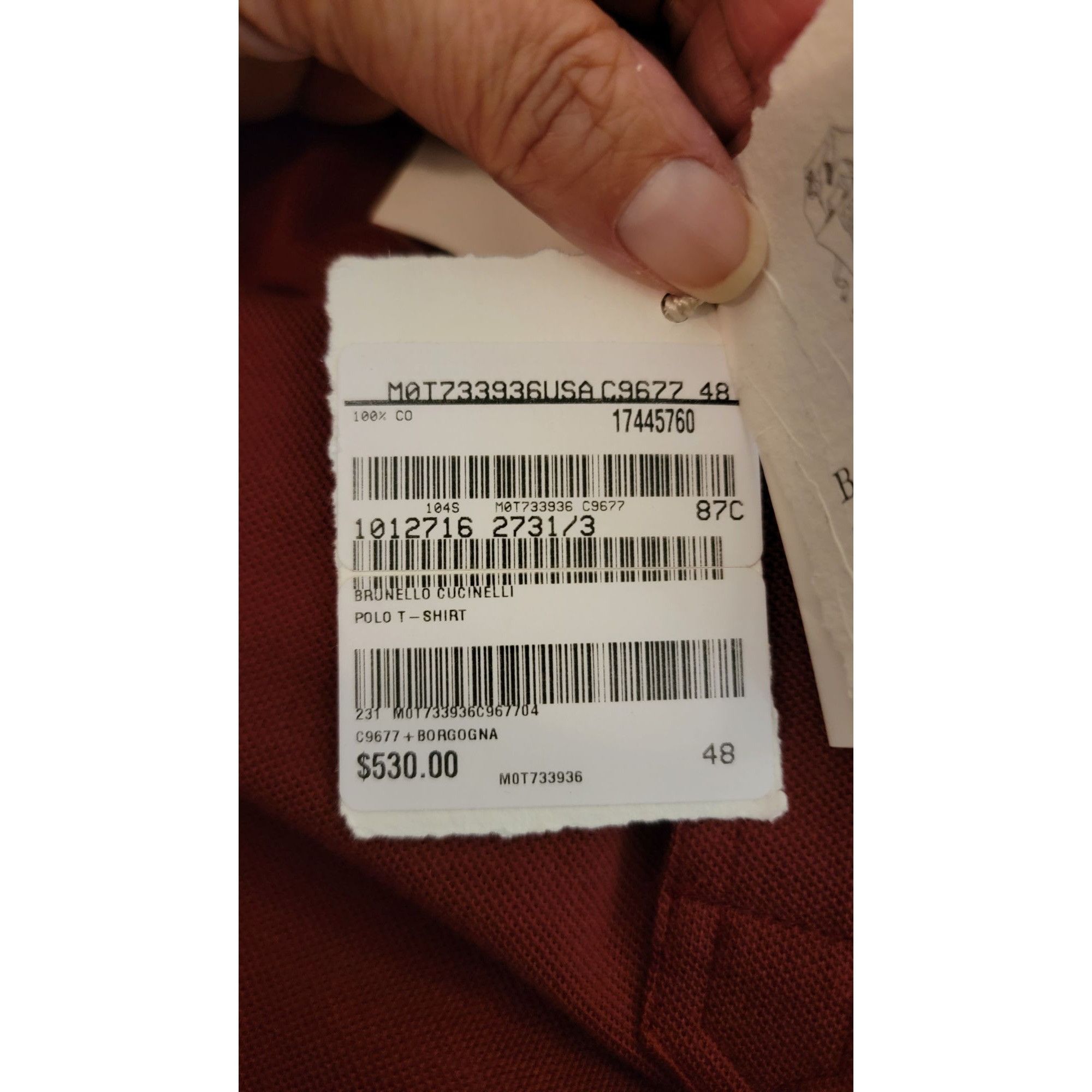 Brunello Cucinelli Brunello Cucinelli Burgundy Polo EU 48 NWT 100% Cotton Size US M / EU 48-50 / 2 - 5 Thumbnail