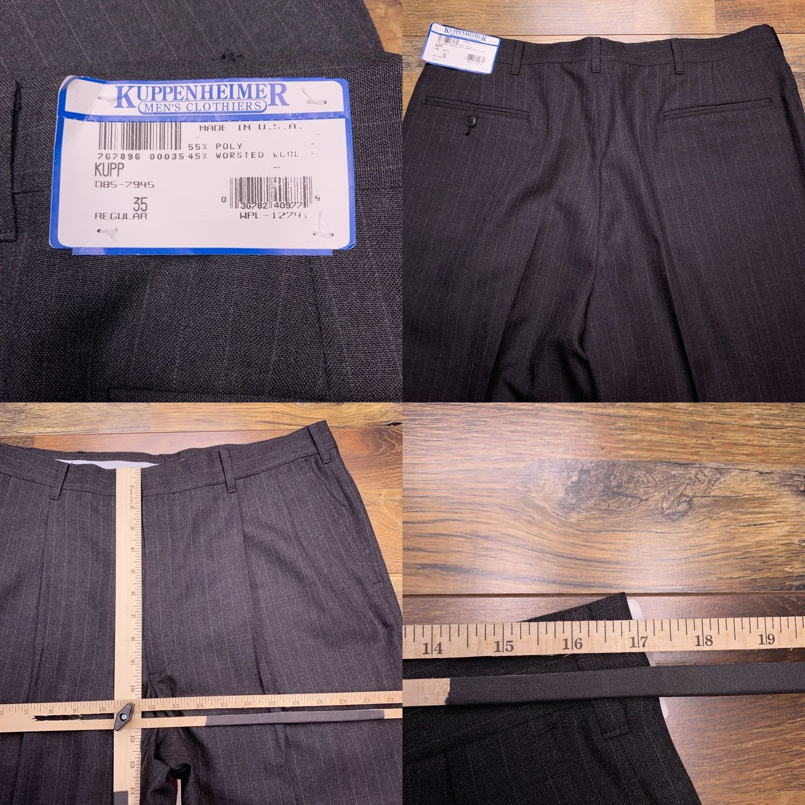 Vintage VINTAGE Kuppenheimer Suit 41R Gray Striped Worsted Wool 2 Piece Men 90s 80s Formal Wedding Size 42R - 11 Thumbnail