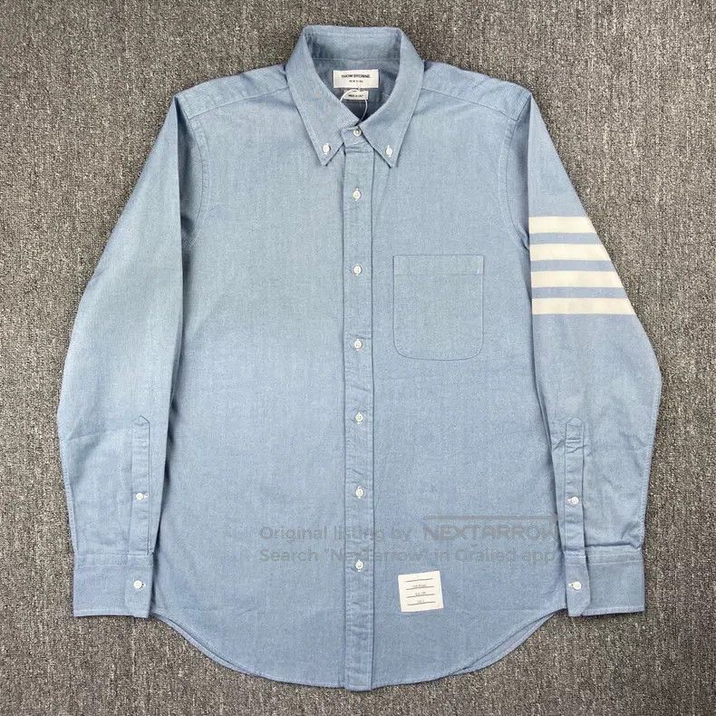 Thom Browne Blue classic four stripes shirt