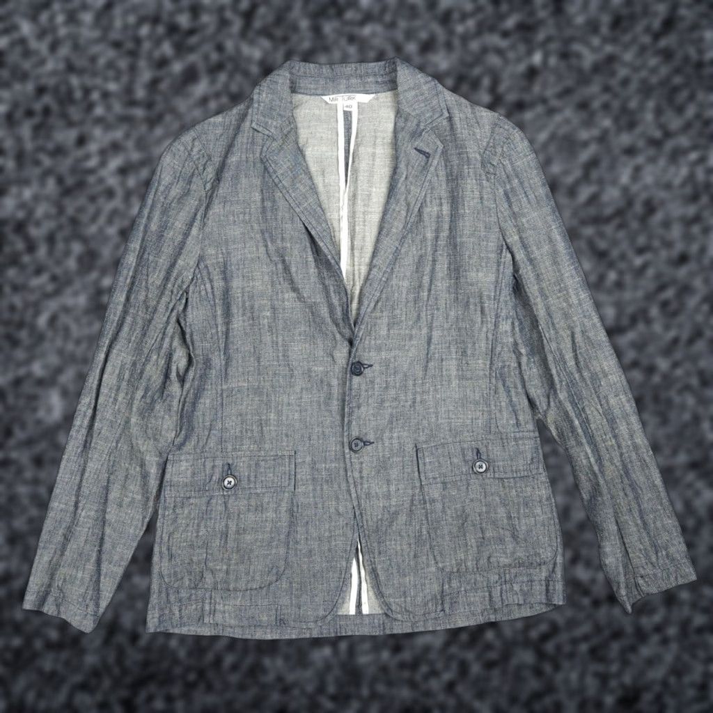 Mr Turk MR TURK Blazer Jacket Mens 40 Gray Lyocell Linen Blend 2 Button Chore Pockets Jacket Blazer Chore Pockets Mens 40 Gray Size 40R - 1 Thumbnail