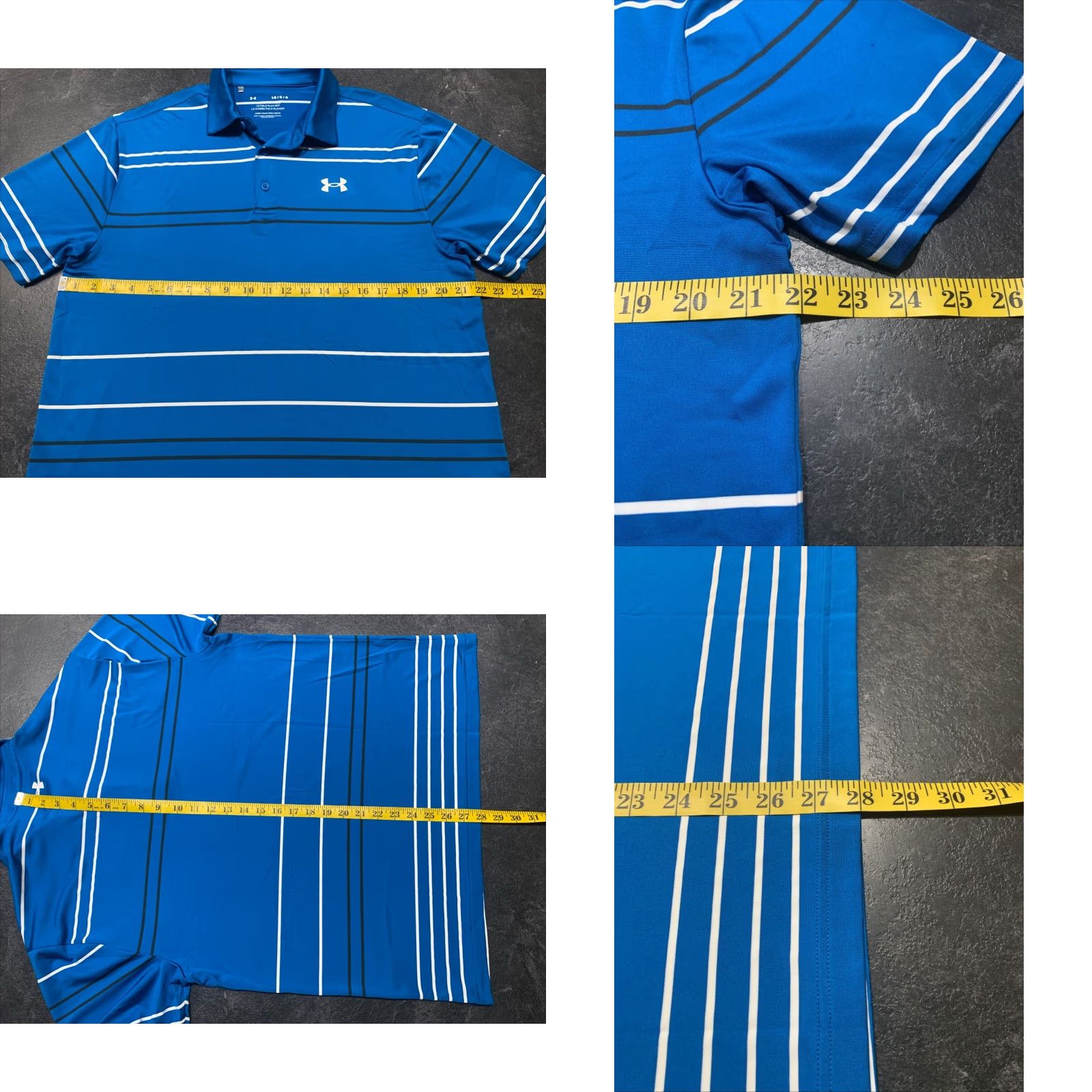 Under Armour Under Armour Polo Shirt Men Large Short Sleeve Blue Striped Golf Outdoor Spring Summer Size US L / EU 52-54 / 3 - 8 Thumbnail