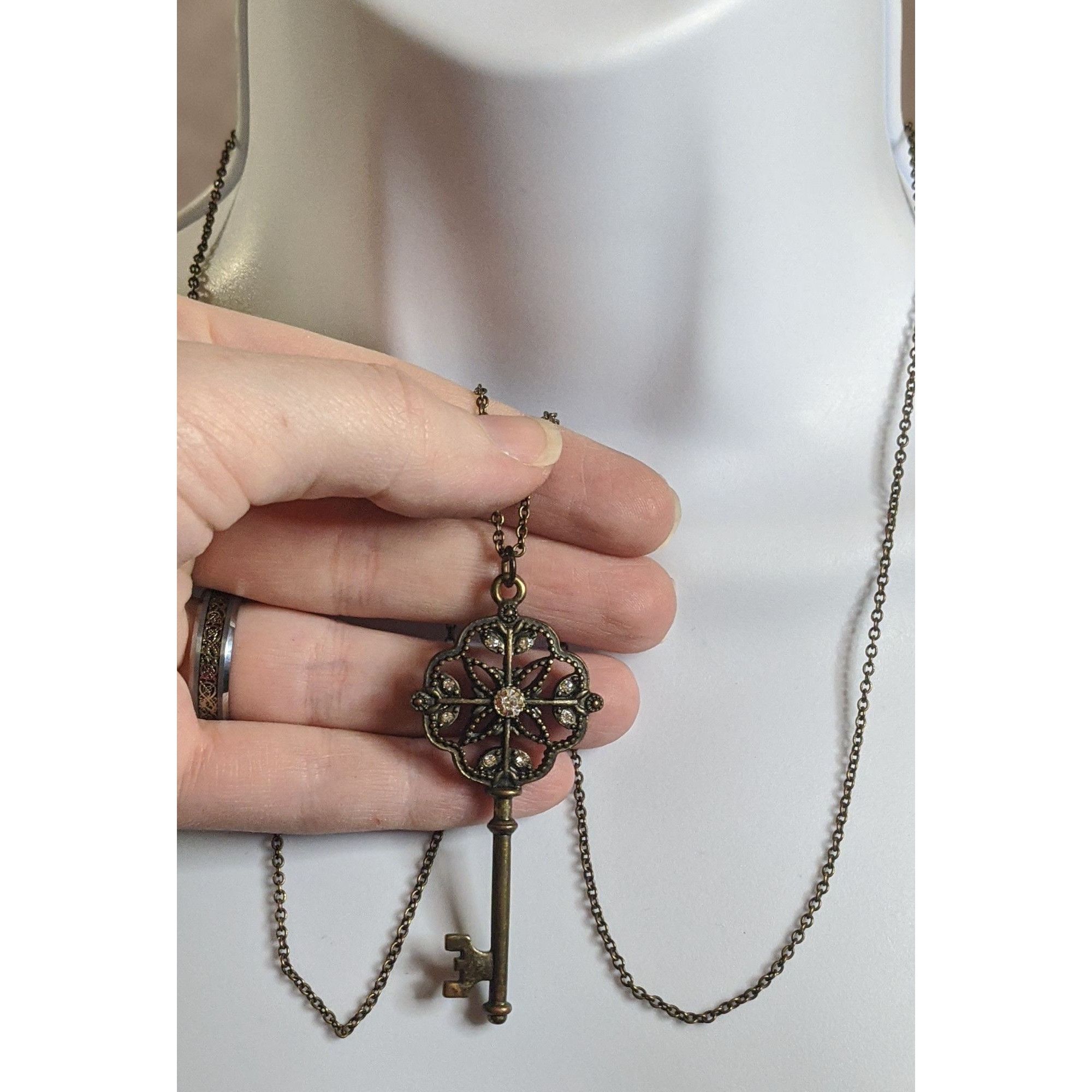 Other Vintage Steampunk Key Pendant Necklace With Rhinestones Size ONE SIZE - 2 Thumbnail