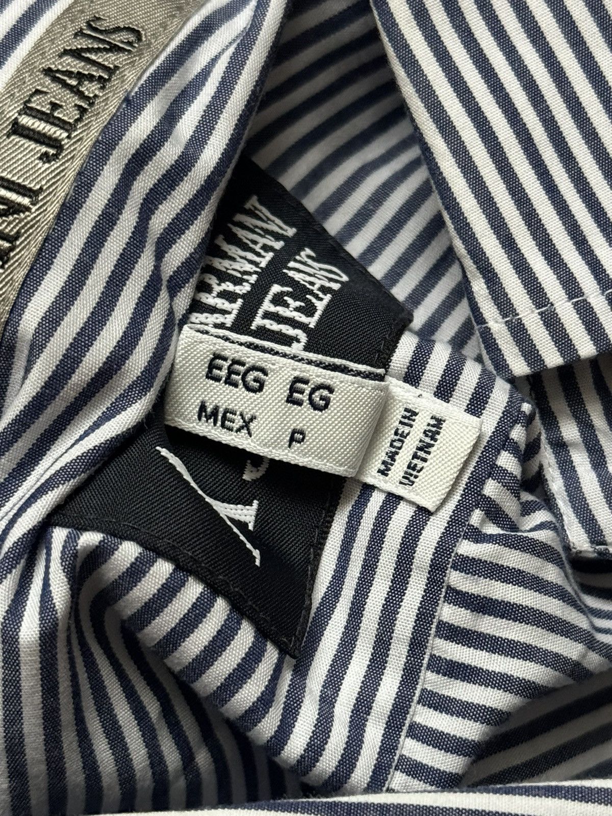 Armani × Vintage Armani Jeans XL striped shirt polo long sleeve button up Size US M / EU 48-50 / 2 - 11 Thumbnail