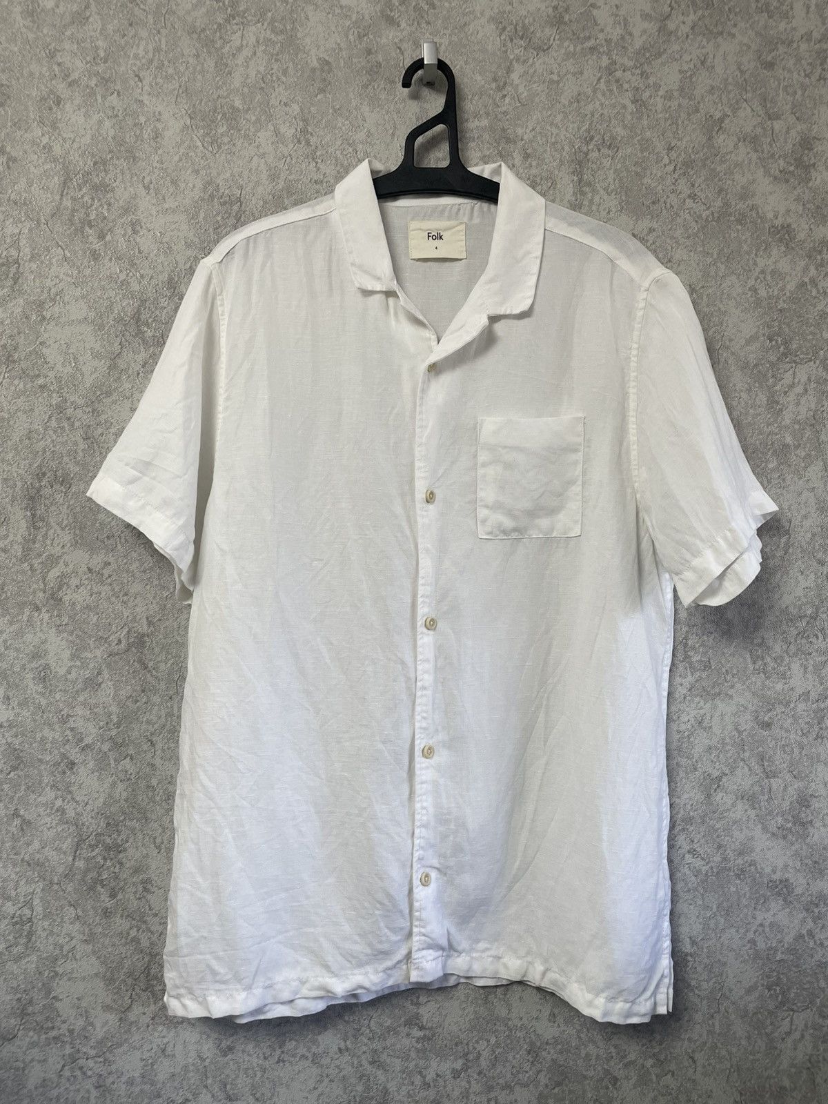 Folk Folk Linen White Basic Short Sleeve Shirt Button Up Size US L / EU 52-54 / 3 - 1 Thumbnail