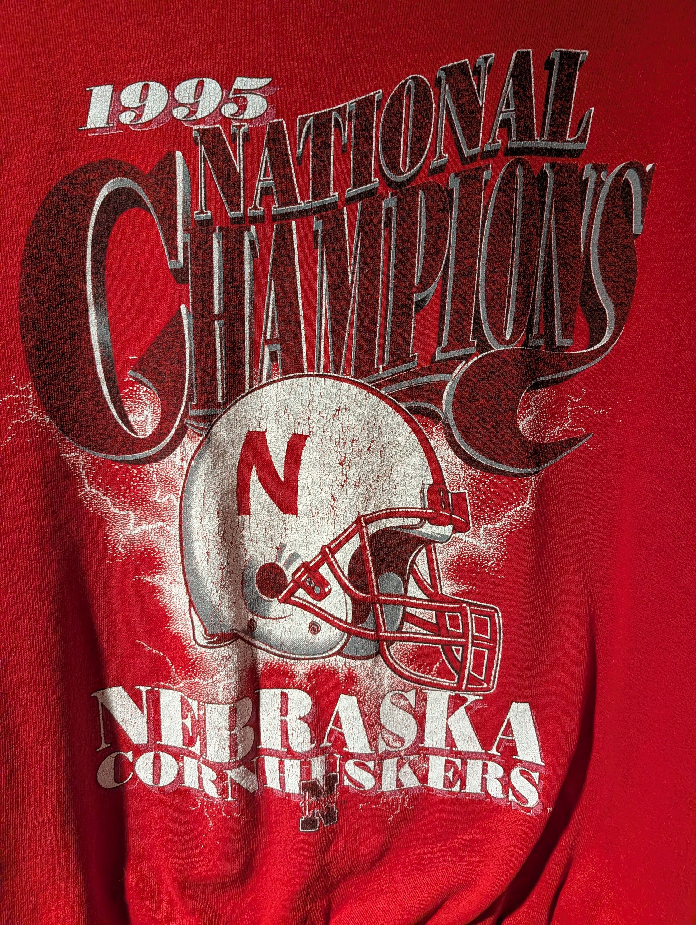 NCAA VINTAGE Nebraska Cornhuskers Sweatshirt National Champs 90s Size US XL / EU 56 / 4 - 2 Thumbnail