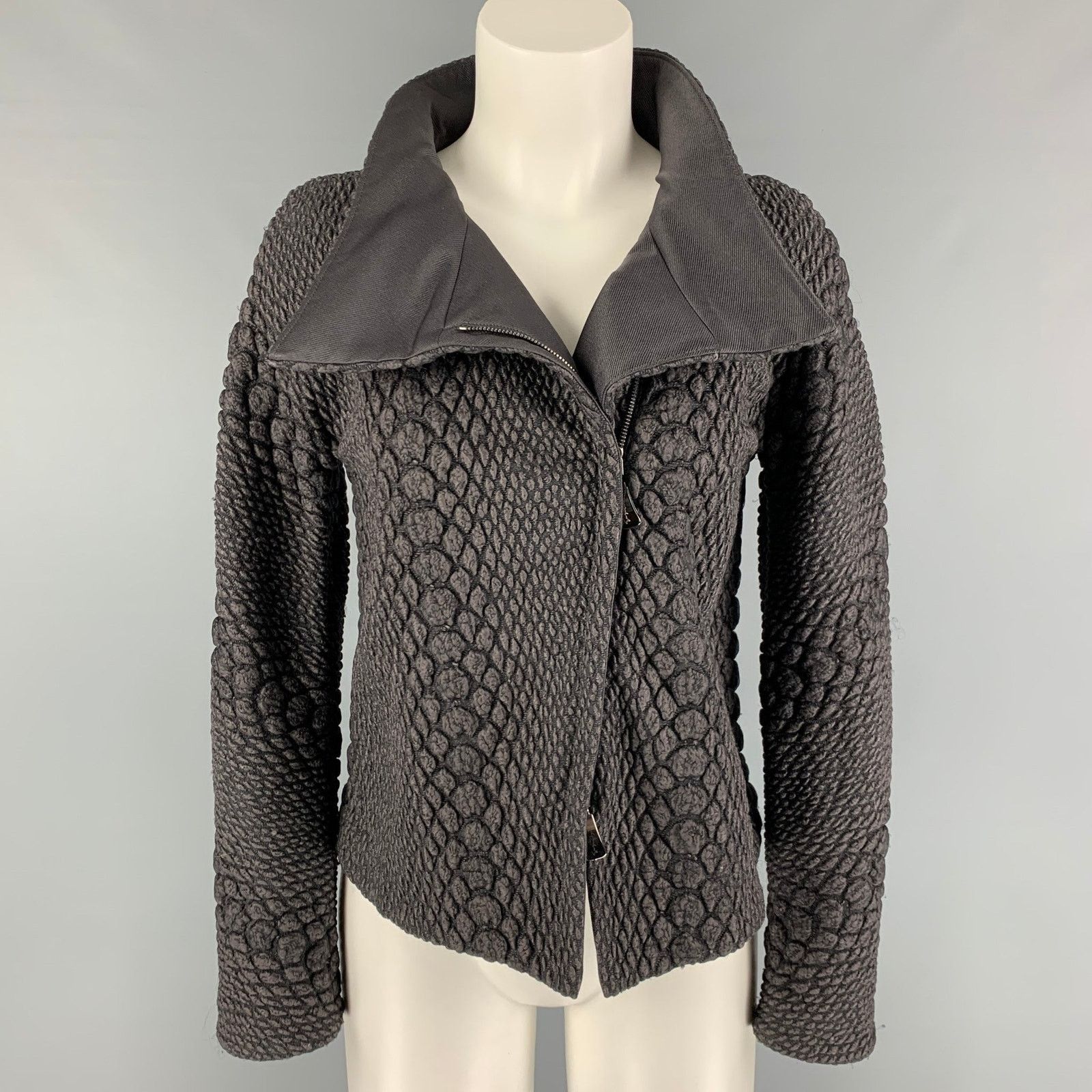 Giorgio Armani Size 4 Charcoal Grey Wool Blend Textured Jacket Size S / US 4 / IT 40 - 1 Thumbnail