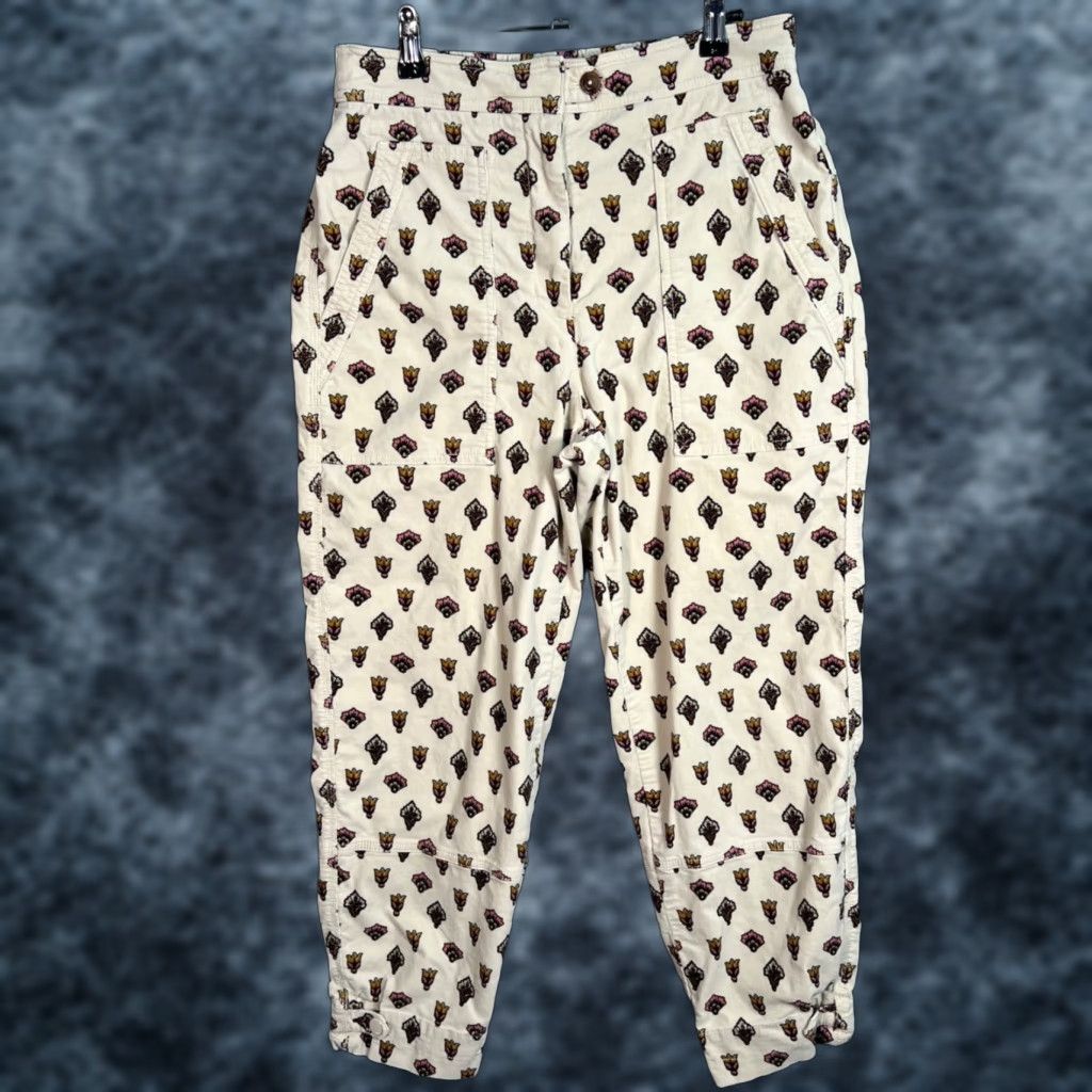 Anthropologie Anthropologie Women's Floral Corduroy Pants Size 6 High Rise Tapered Ankle Ivory Casual Size 28" / US 6 / IT 42 - 1 Thumbnail