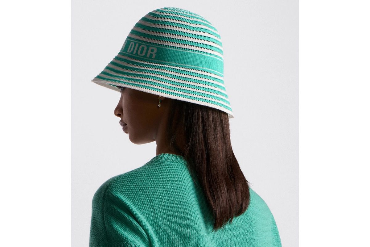 Dior o1bcso1str0226 Size:OS/Small Brim Cloche in White/Aquamaina Size ONE SIZE - 7 Thumbnail