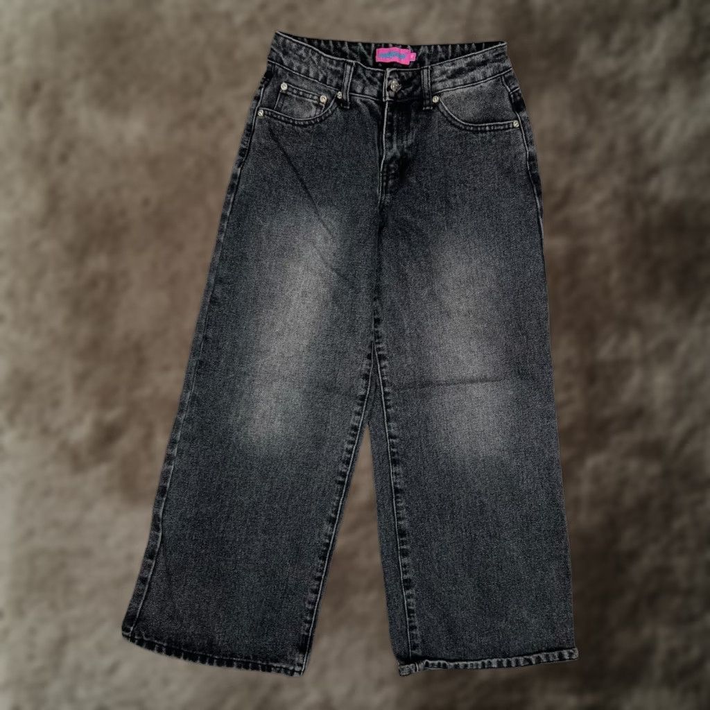 Vintage Edikted Wide Leg Jeans Womens Small Black Charcoal Wash Denim Size 28" / US 6 / IT 42 - 1 Thumbnail