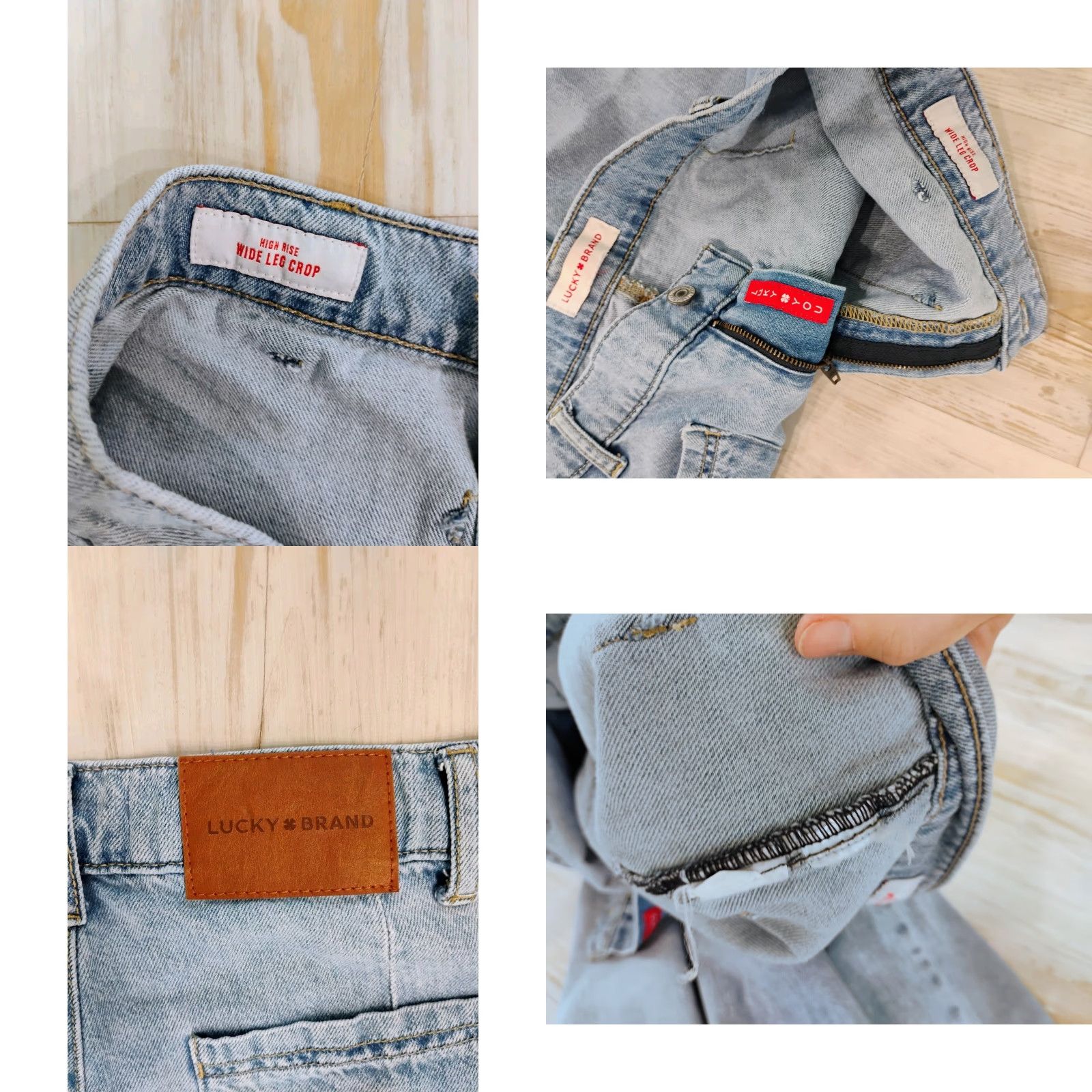 Lucky Brand Lucky Brand Jeans High Rise Wide-Leg Crop Women 34x25 Light Wash Denim Cotton Regular Inseam 25 Inches Blue 34 Waist 34 Size 24" / US 00 / IT 34 - 8 Thumbnail