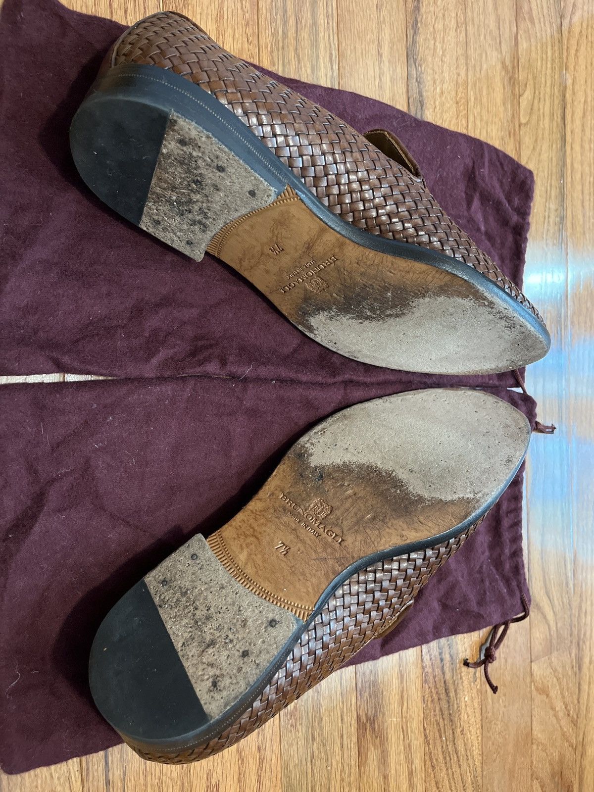 Bruno Magli Bruno Magli Woven Leather Loafers, Brown, Great Condition Size US 7.5 / EU 40-41 - 1 Thumbnail