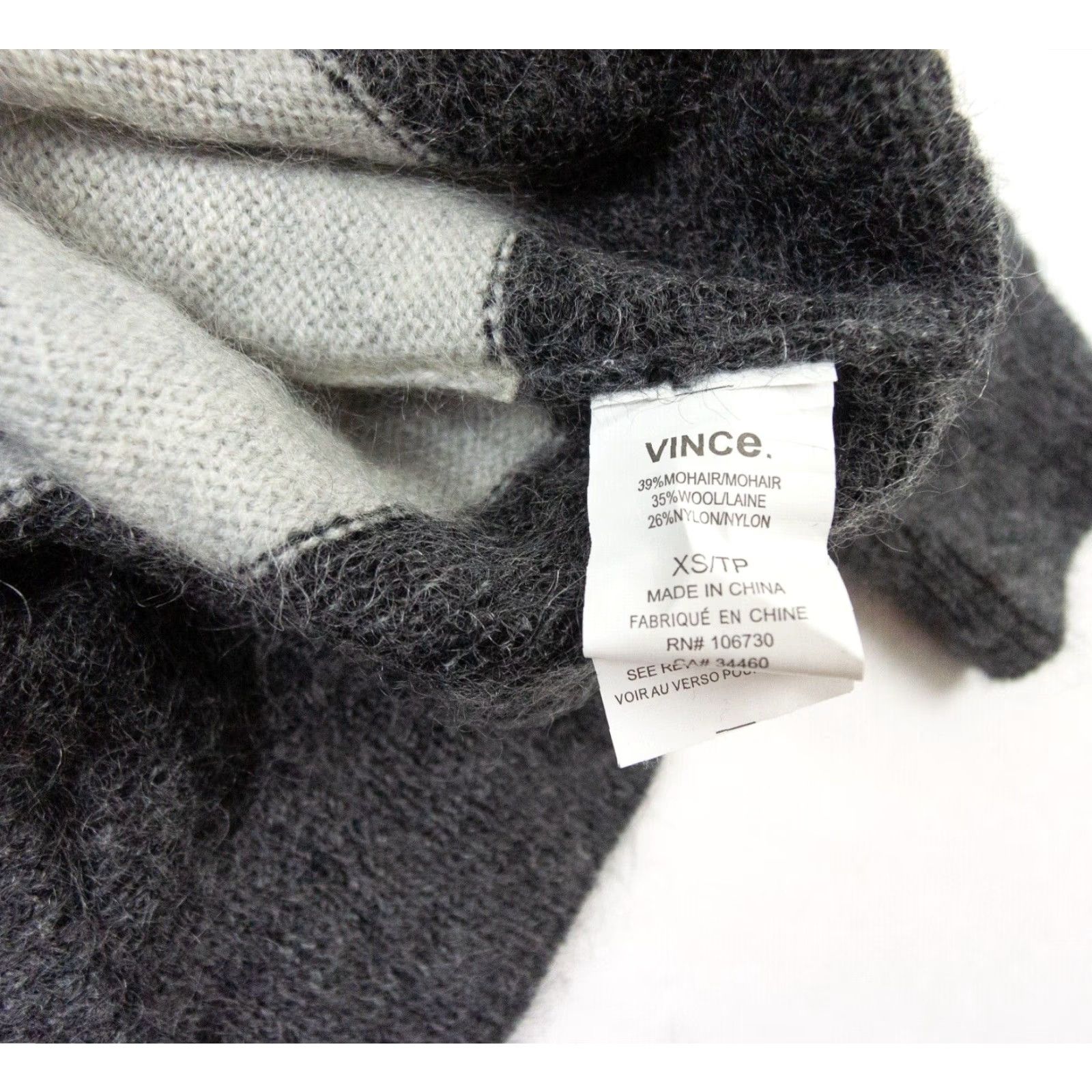 Vince Vince Women's Sweater XS Multicolor Mohair Wool Blend V-Neck Oversized Knit Pullover Colorblock Size XS / US 0-2 / IT 36-38 - 6 Thumbnail