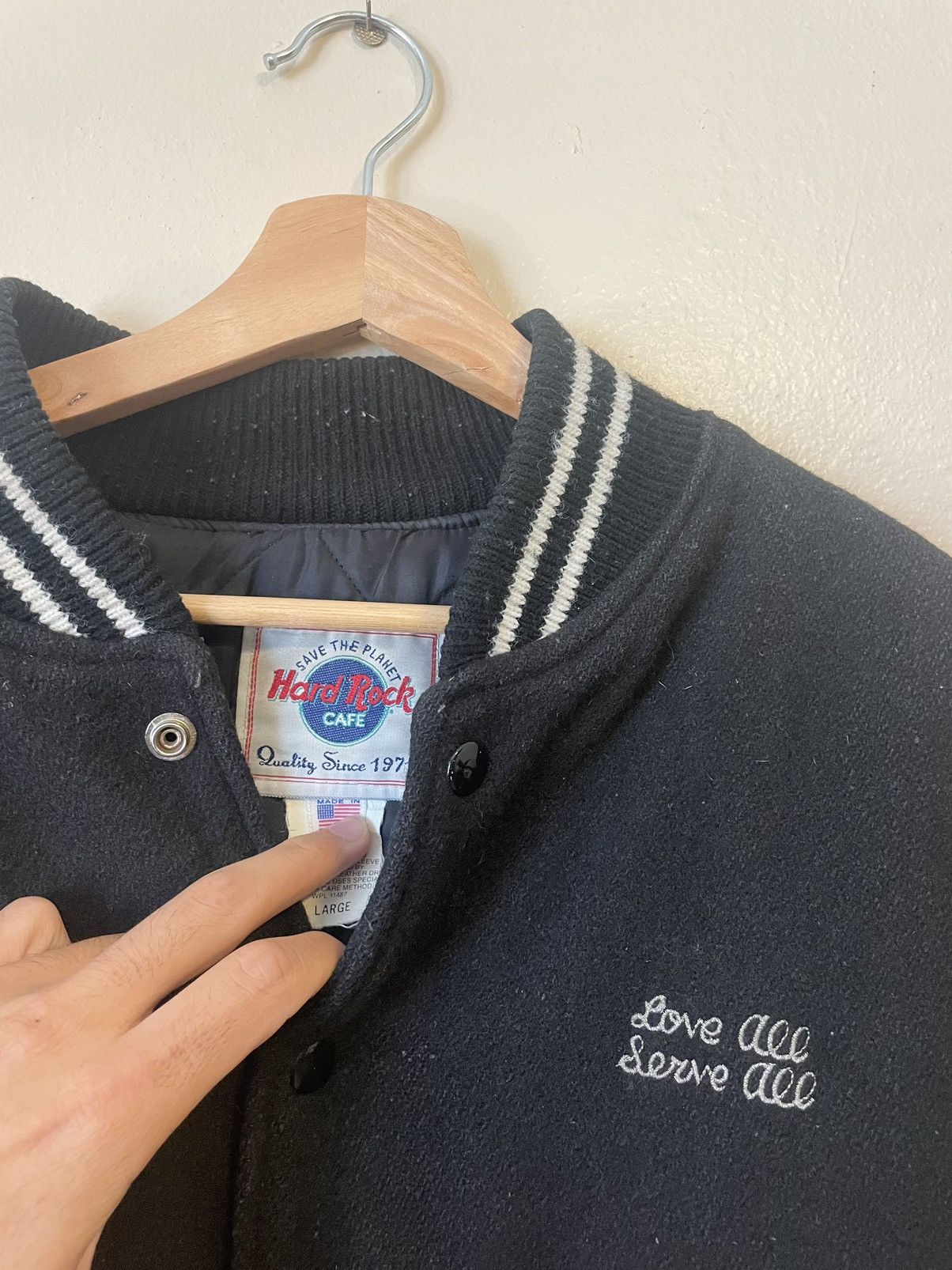 Hard Rock Cafe × Vintage Vintage 90s Hard Rock Cafe San Francisco Leather Letterman Size US L / EU 52-54 / 3 - 5 Thumbnail