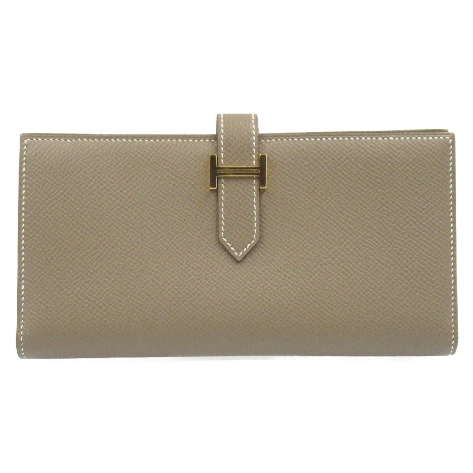 Hermes Hermes Bear Souffle Bi-Fold Long Wallet Leather Veau Epsom Brown Etoupe Gold Hardware Z Stamp Size ONE SIZE - 1 Thumbnail