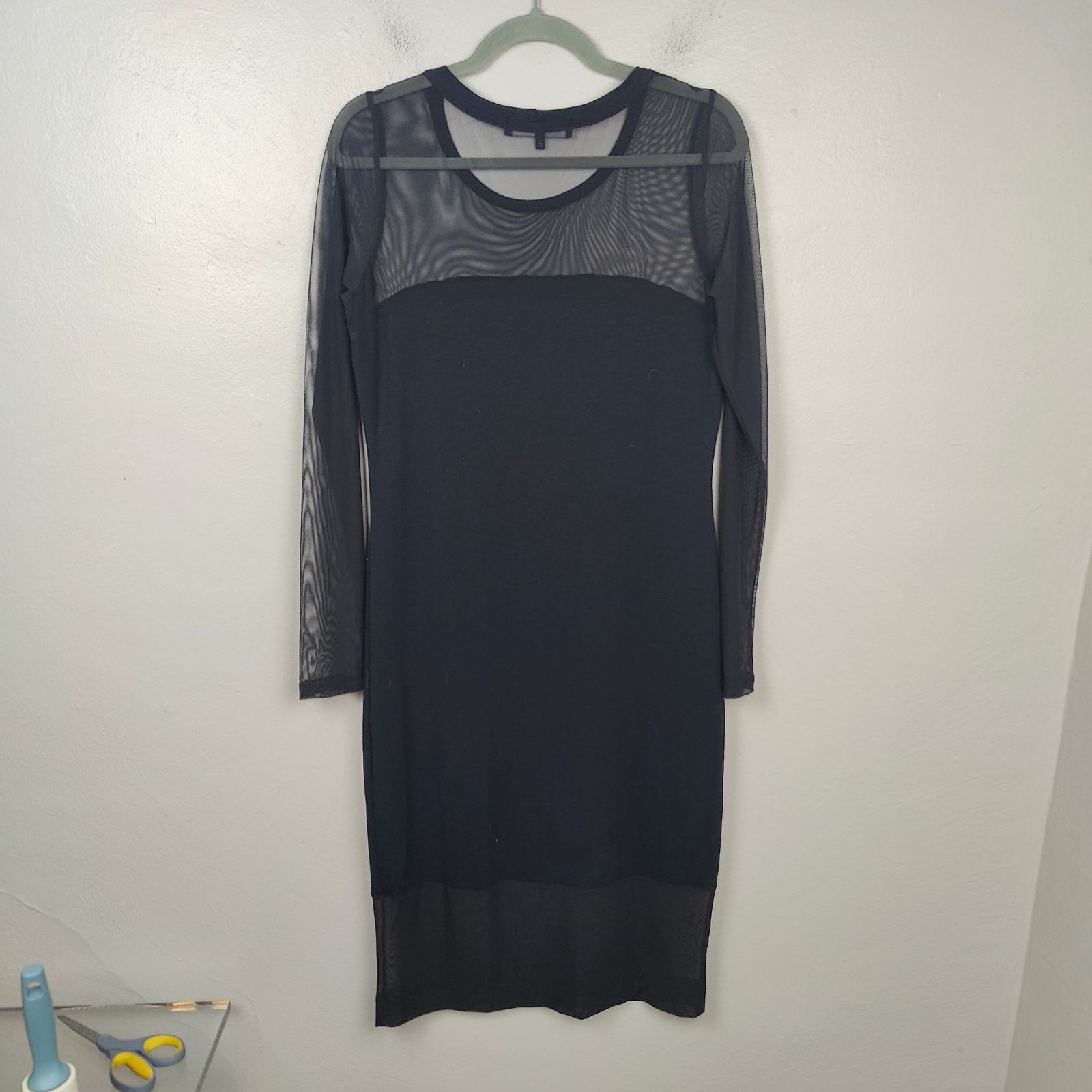 Other Anatomie Mesh Bodycon Midi Dress Womens Large Black Size L / US 10 / IT 46 - 4 Thumbnail