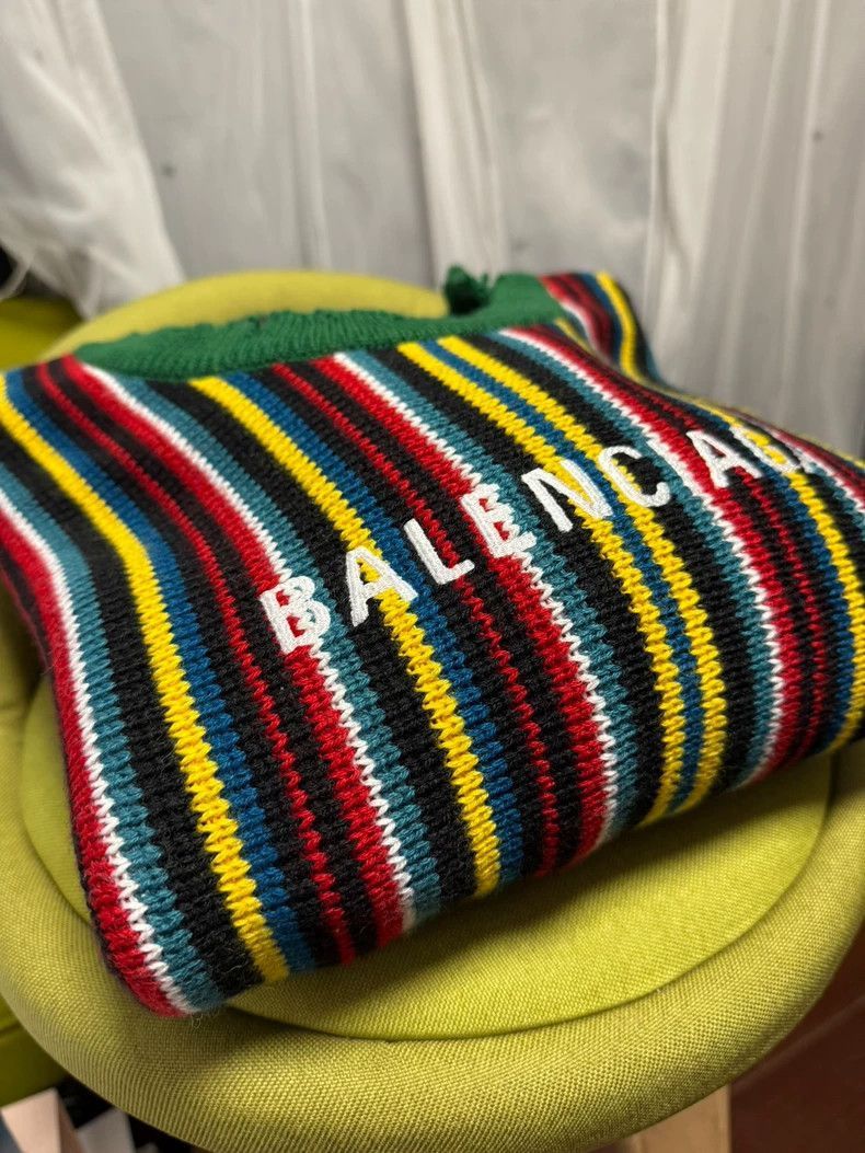 Balenciaga Balenciaga balenciaga striped green sweater with logo -250 Size US S / EU 44-46 / 1 - 8 Thumbnail