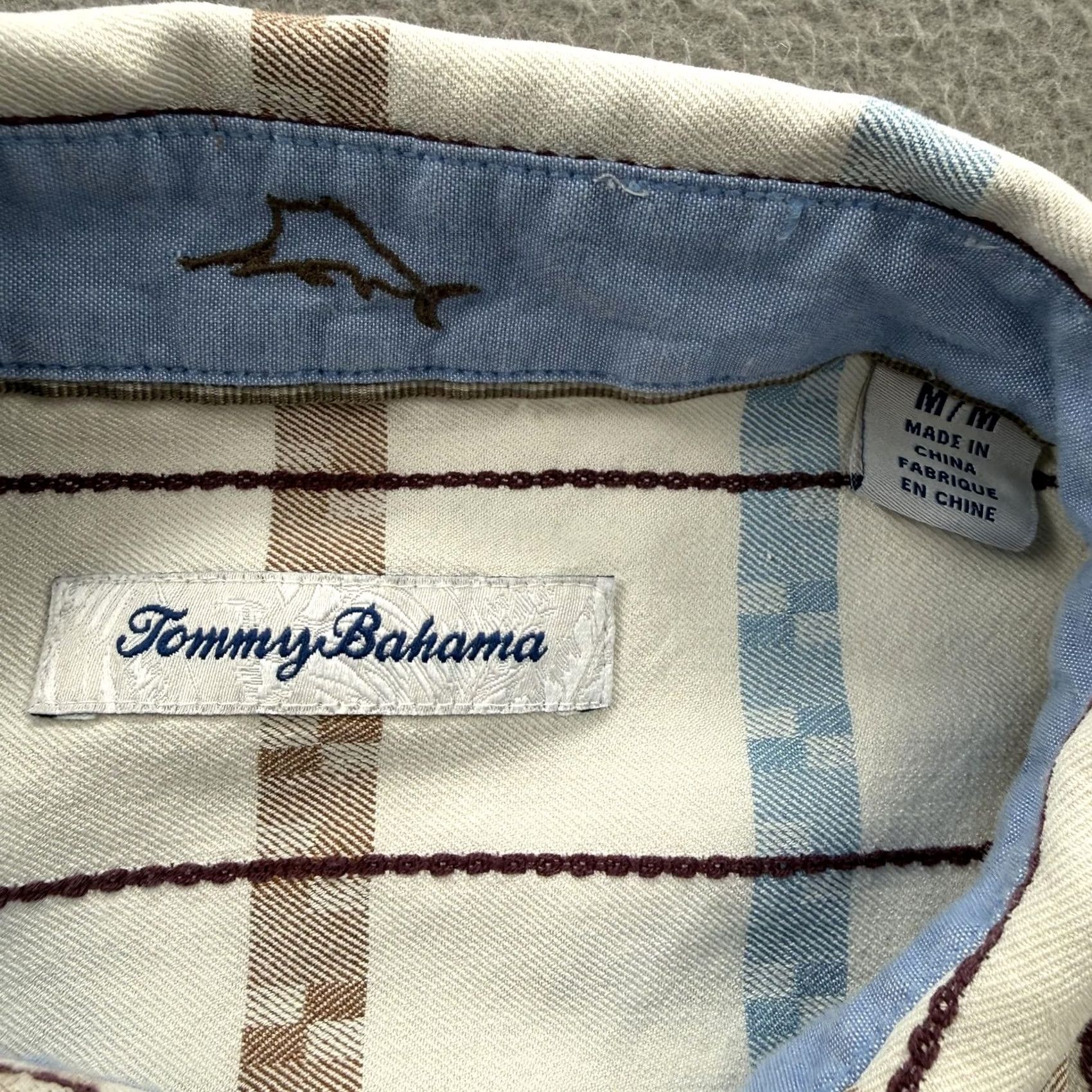 Tommy Bahama Tommy Bahama Shirt Mens Medium Beige Plaid 100% Silk Short Sleeve Button-Up Size US M / EU 48-50 / 2 - 3 Thumbnail