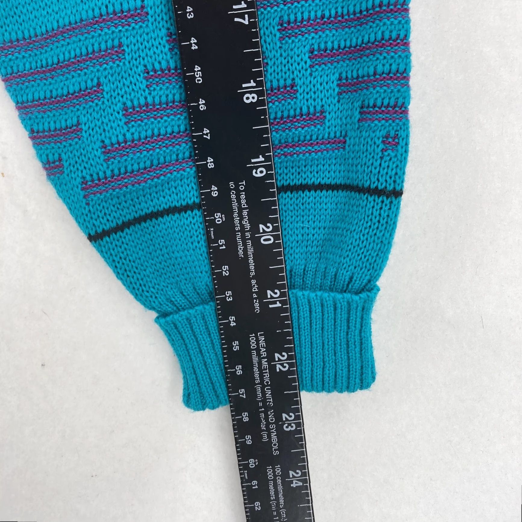 Vintage VINTAGE Meister Sweater Mens Large Teal Purple Geometric Wool Blend 90s Retro Crew Neck Knit Pullover Size US L / EU 52-54 / 3 - 6 Thumbnail