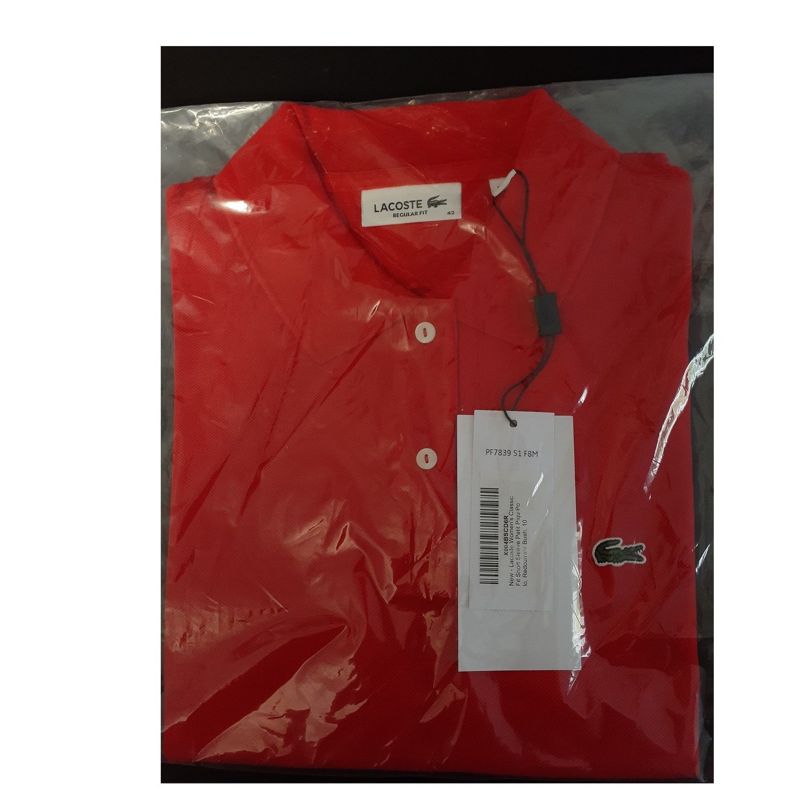 Lacoste Lacoste Women's Classic Fit Short Petit Pique Polo Red 10 Size M / US 6-8 / IT 42-44 - 2 Thumbnail