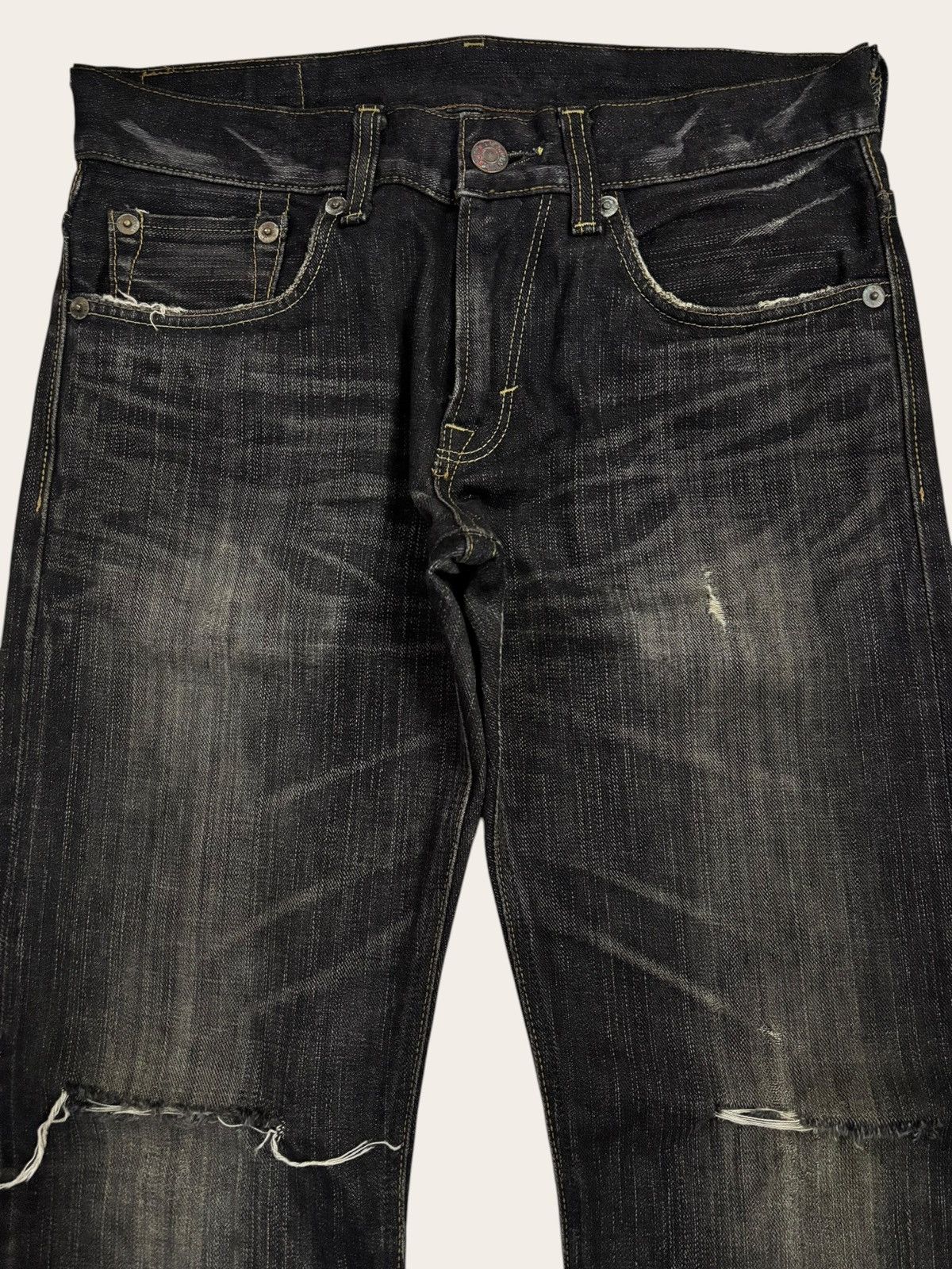 Edwin Japan Black Edwin Blue Trip Flared Distress Jeans Size US 30 / EU 46 - 3 Thumbnail