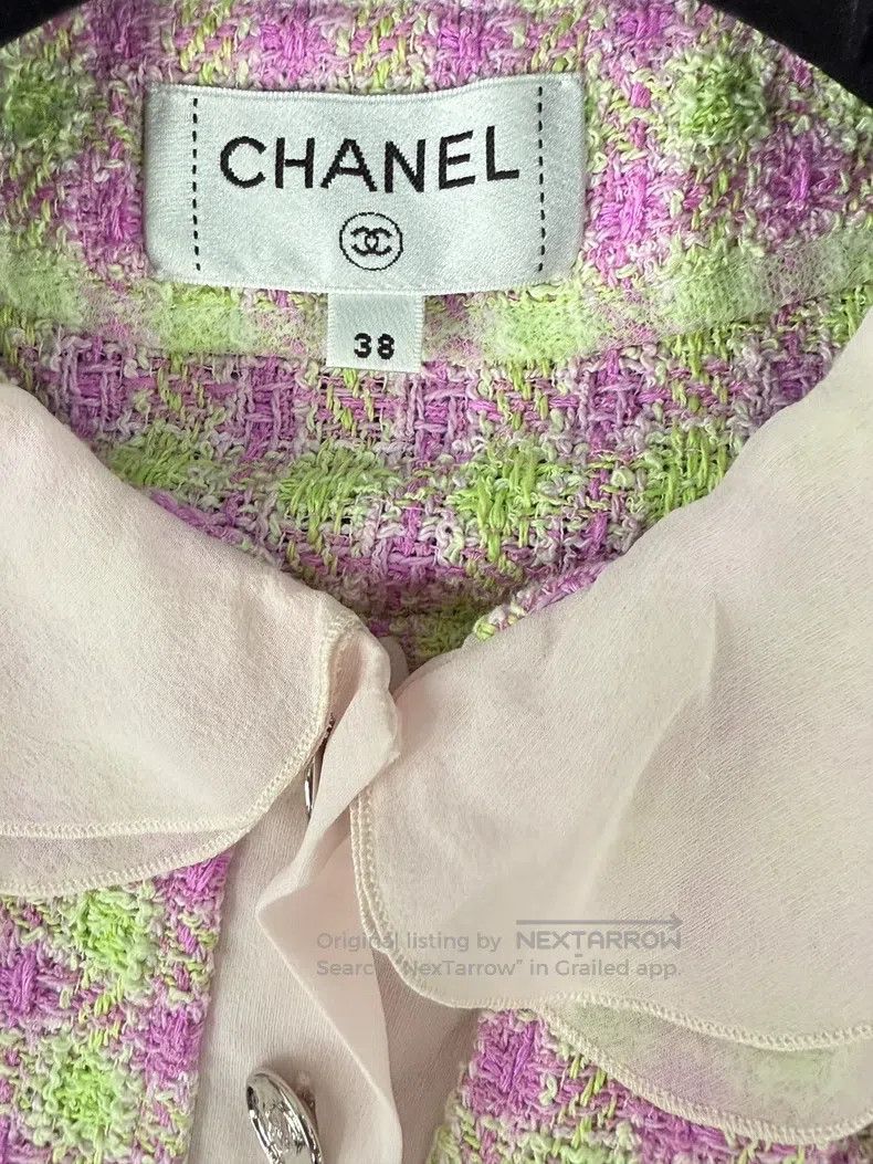 Chanel Chanel 25S pink plaid doll collar short-sleeved jacket Size XS / US 0-2 / IT 36-38 - 4 Thumbnail