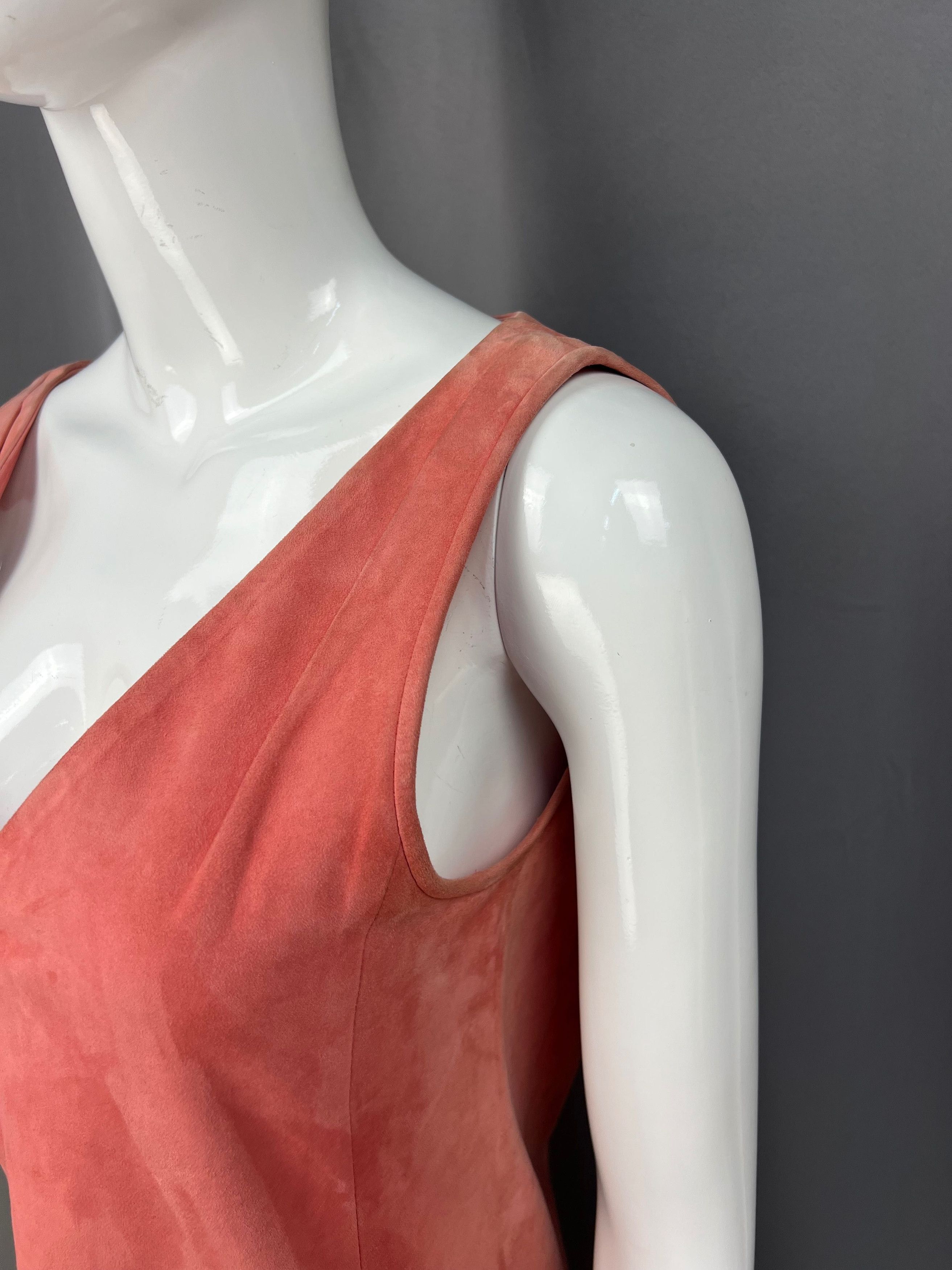 Balenciaga Balenciaga Leather Peachy Pink Midi Dress Size S / US 4 / IT 40 - 4 Thumbnail