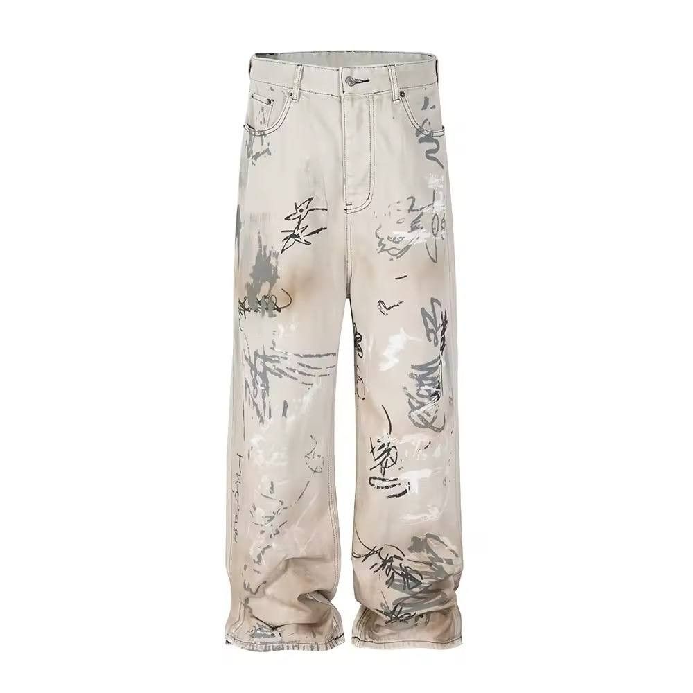 Japanese Brand × Vintage hand-painted baggy jeans Size US 36 / EU 52 - 5 Thumbnail