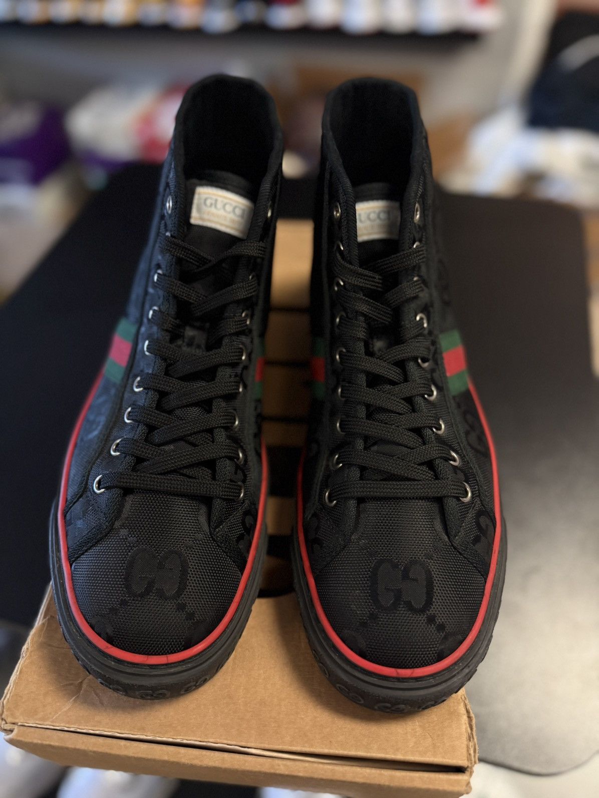 Gucci Gucci High Top Black Tennis Sneakers Size 10G/10.5US Size US 10.5 / EU 43-44 - 10 Thumbnail