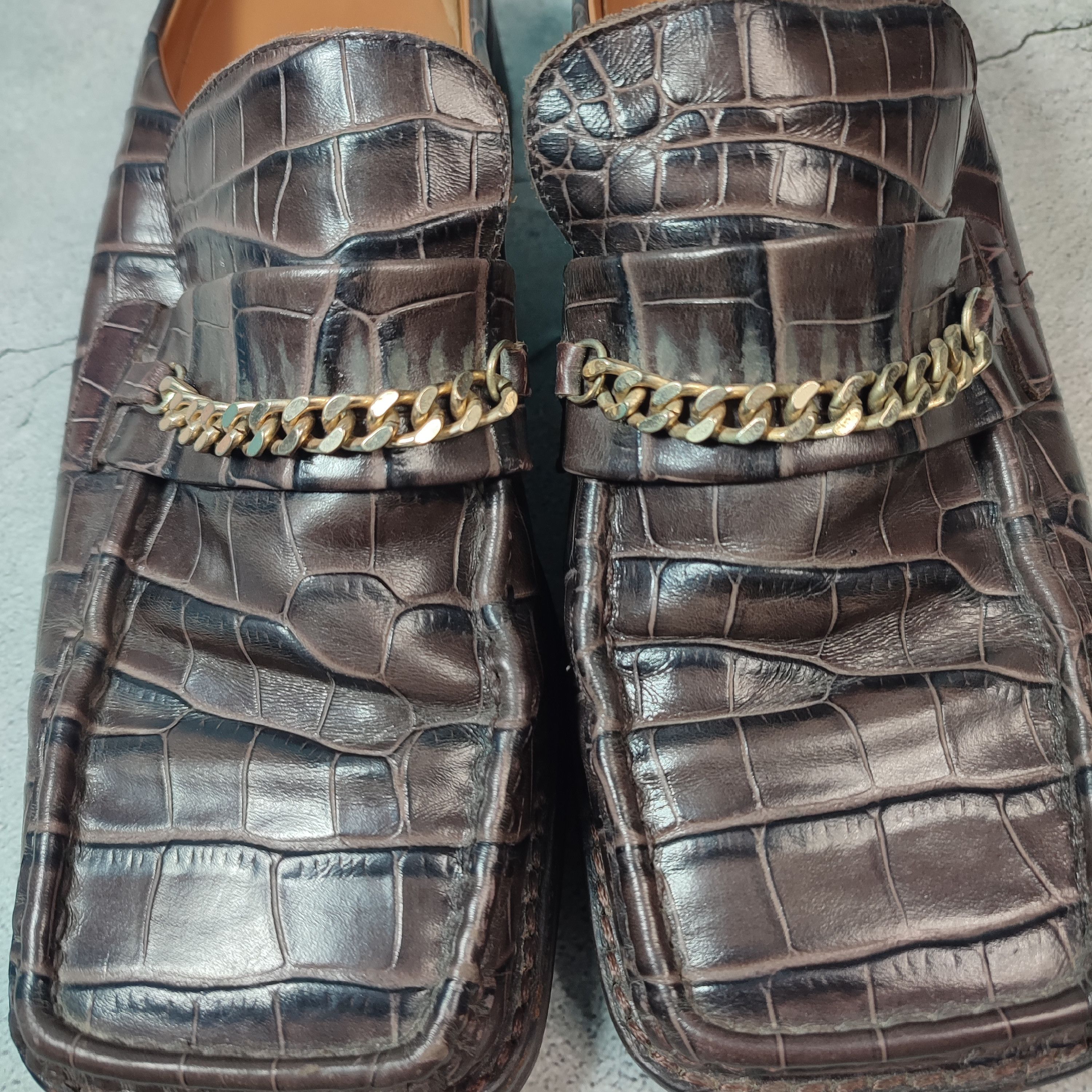 Martine Rose Martine Rose square toe croc leather / Cuban chain Mules Size US 7 / IT 37 - 7 Thumbnail