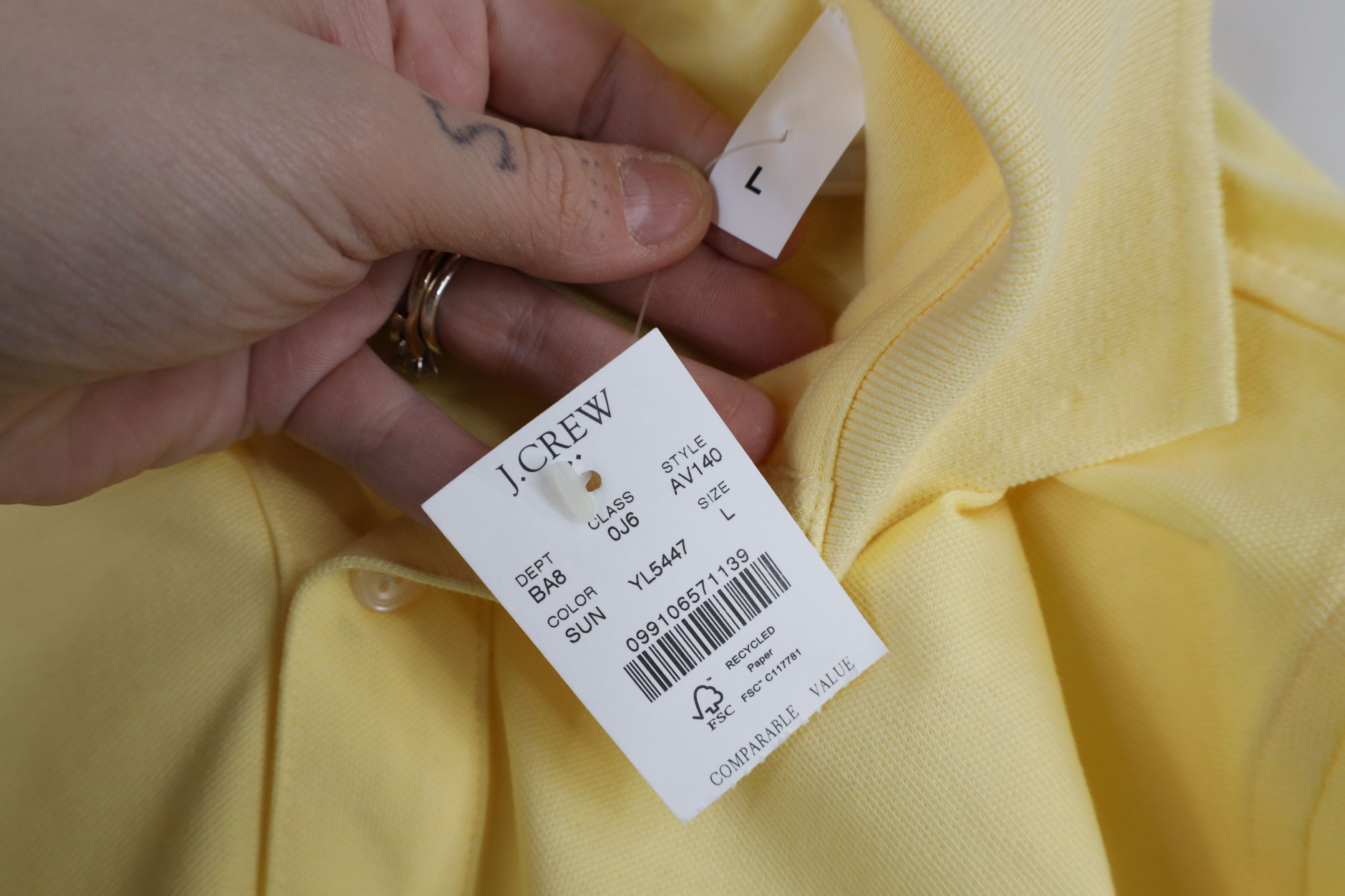 J.Crew × Vintage New J Crew Cotton Untucked Short Sleeve Polo Shirt Yellow Size US L / EU 52-54 / 3 - 6 Thumbnail