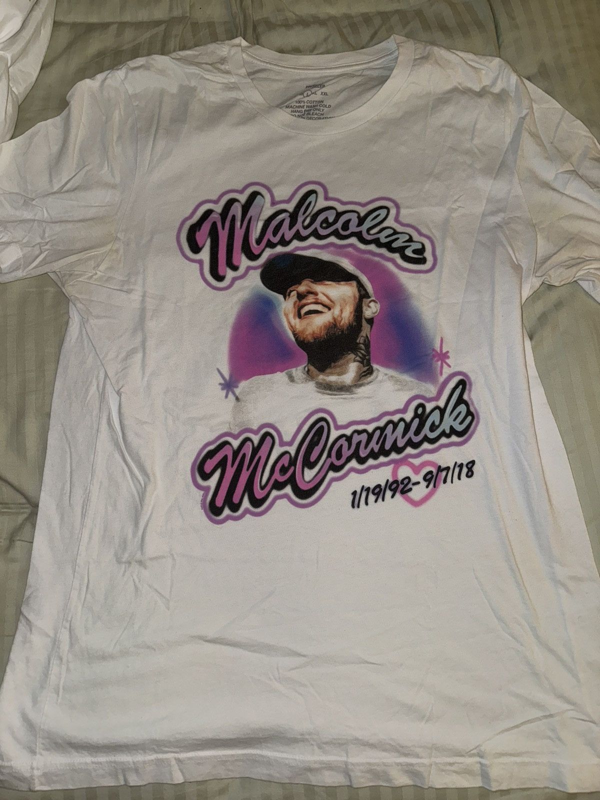 image of Celebration Of Life Rip John Geiger T-Shirt in White, Men's (Size Large)